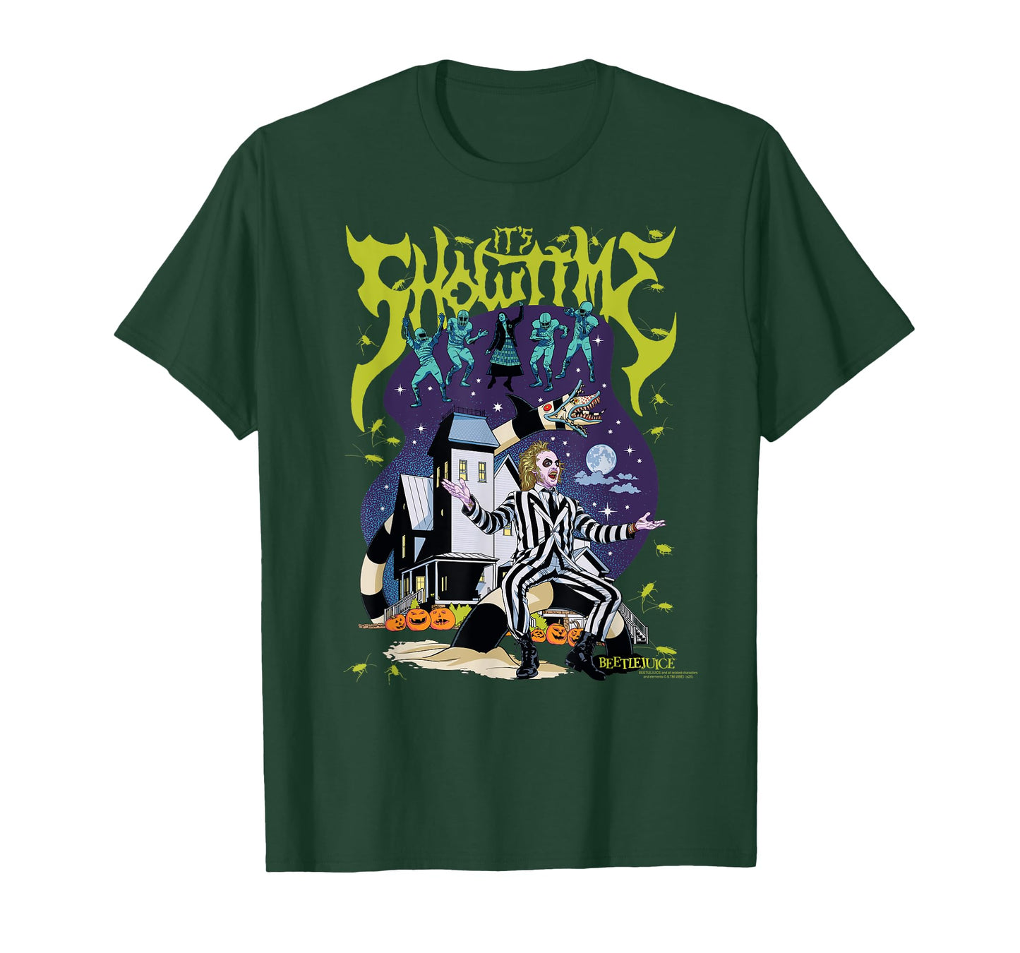 Beetlejuice It's Showtime Colorful Collage Retro Movie T-Shirt
