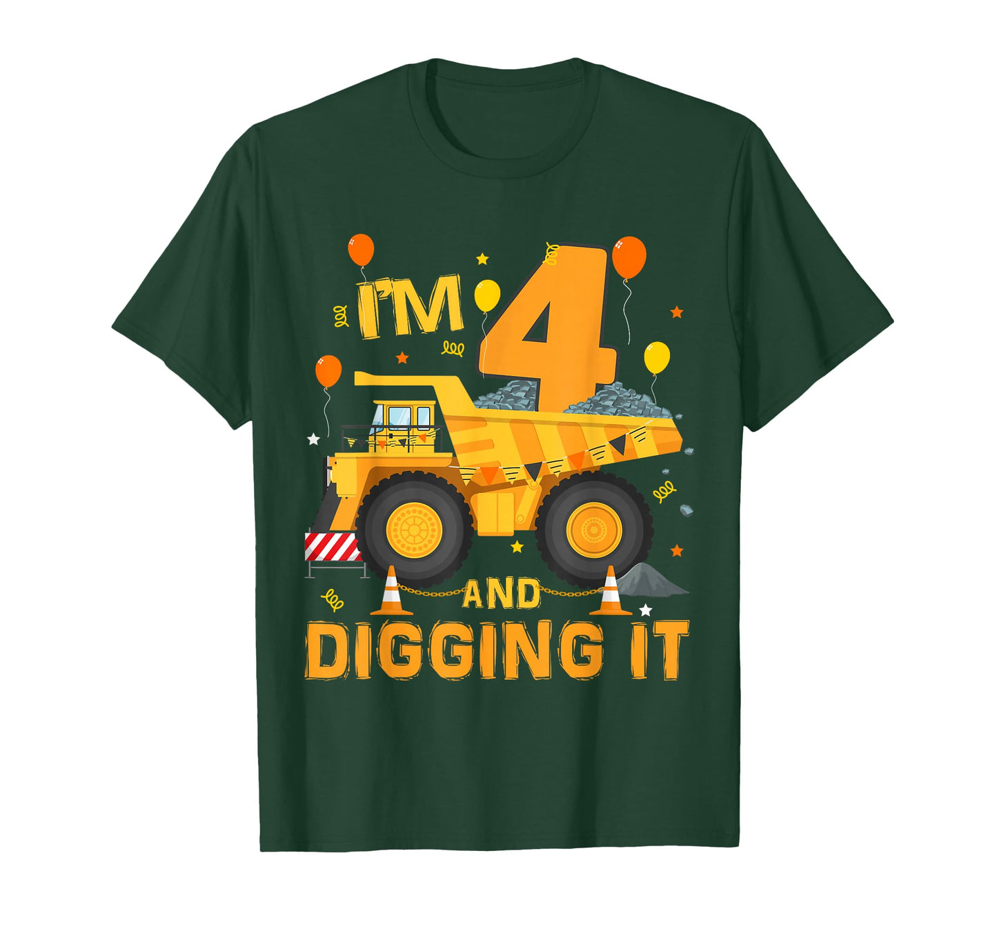 I'm 4 Year Old Digging It 4th Birthday Construction Truck T-Shirt
