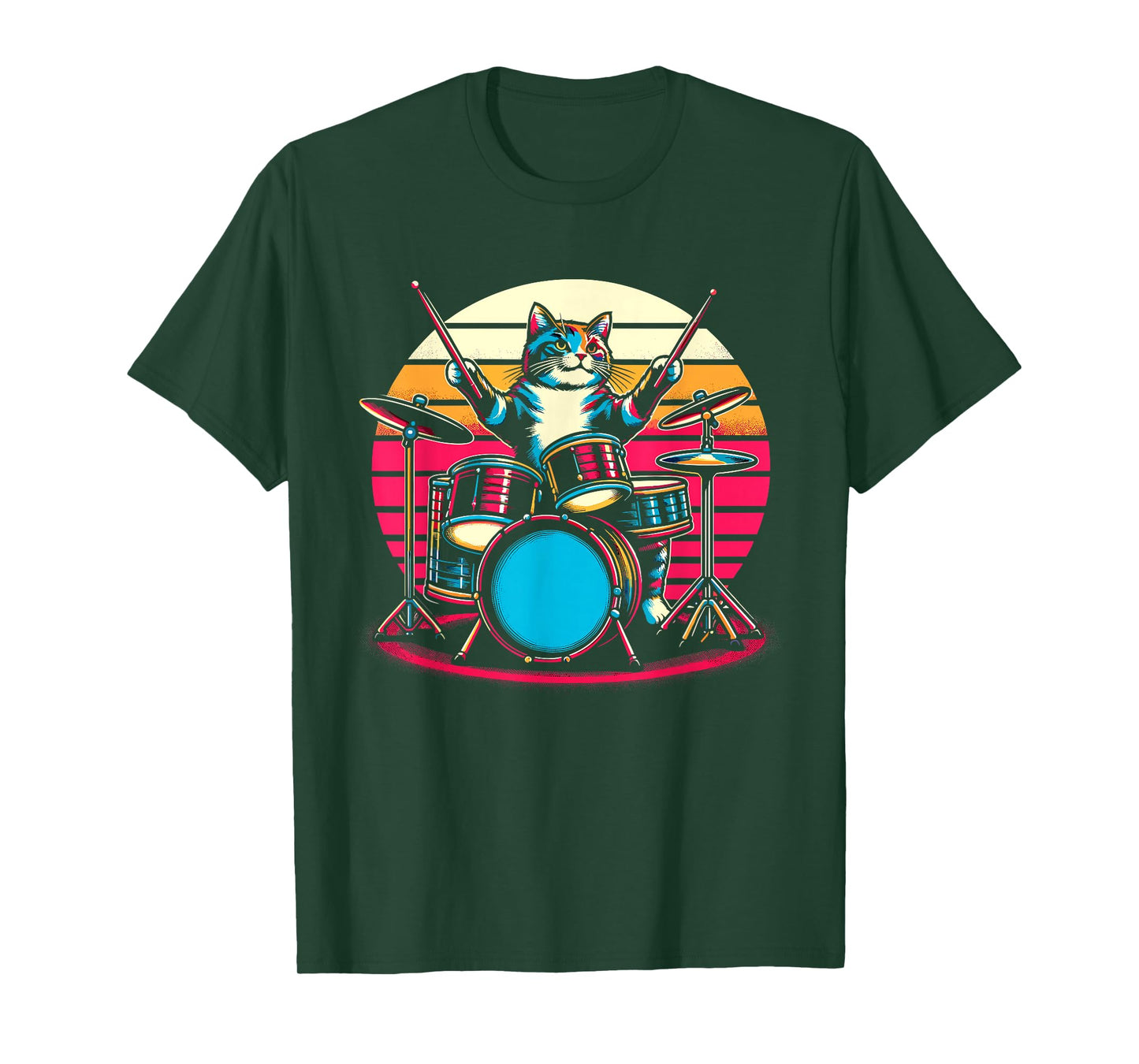 Cat Playing Drums Drummer Novelty Music Lover Funny Drummer T-Shirt