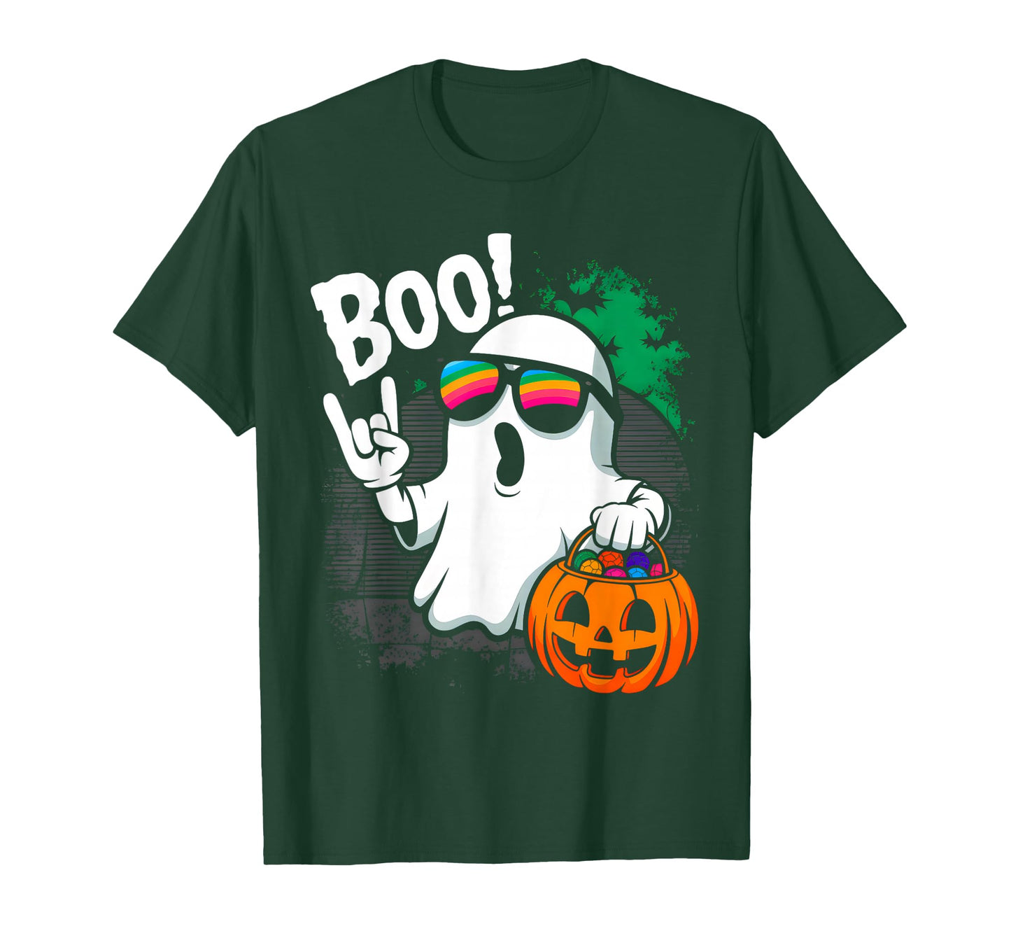 Rock Ghost Retro Halloween Pumpkin Funny Boo Ghost Men Women T-Shirt