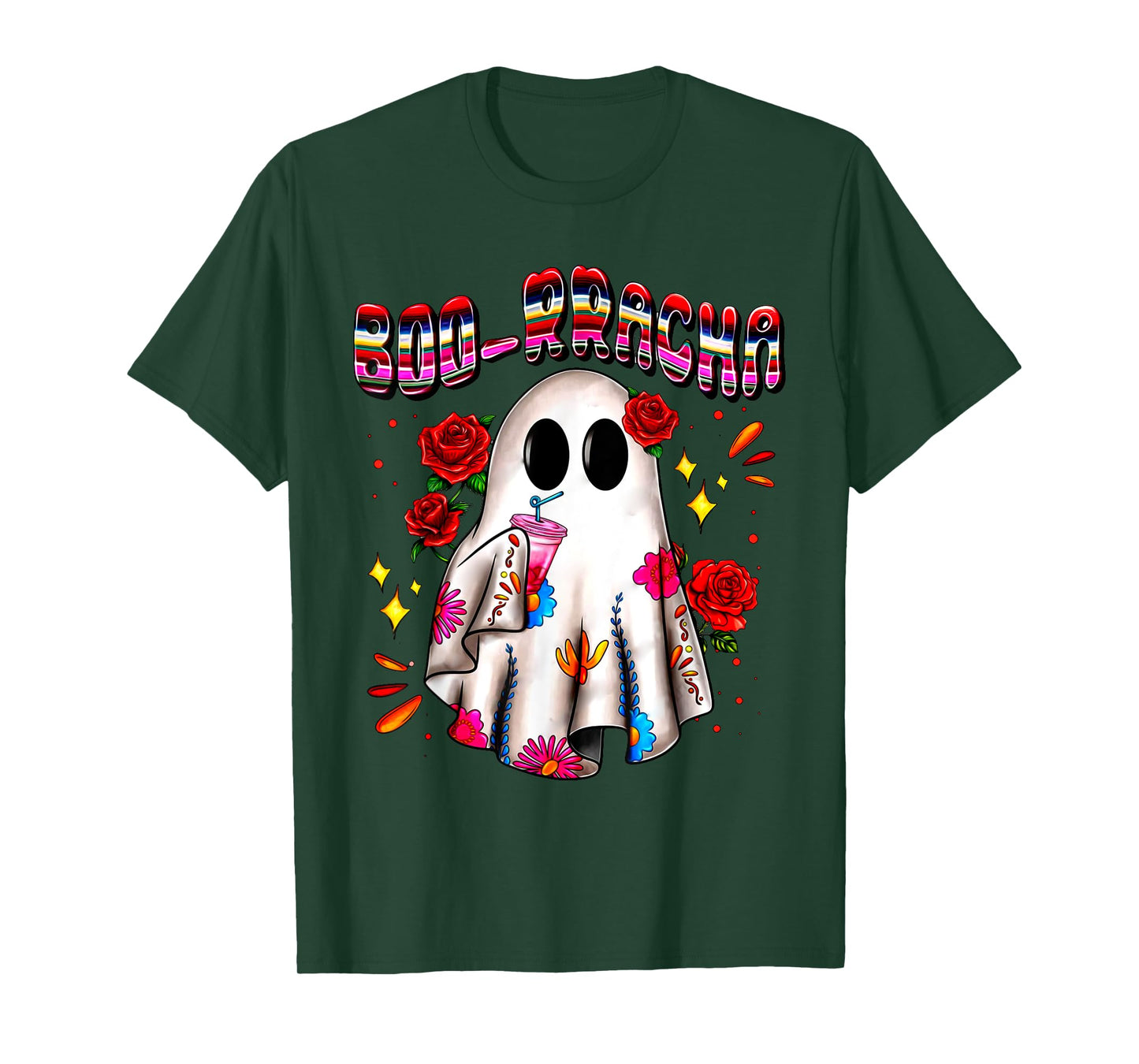 Boo-Racha Cute Ghost Drink Fiesta Halloween Funny T-Shirt
