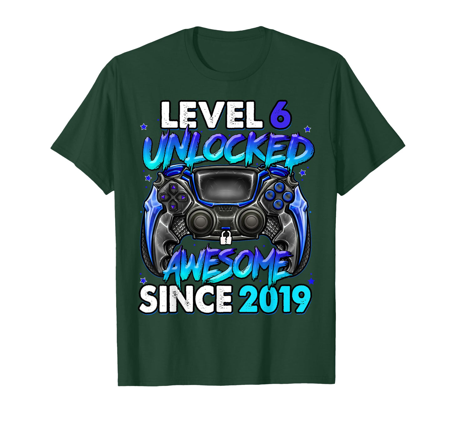 Level 6 Unlocked Awesome Since 2019 6th Birthday Gaming T-Shirt