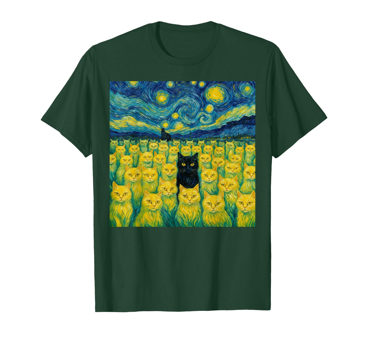 Cats Starry Night Van Gogh Cat for Cat Lover Cat Mom Cat Dad T-Shirt