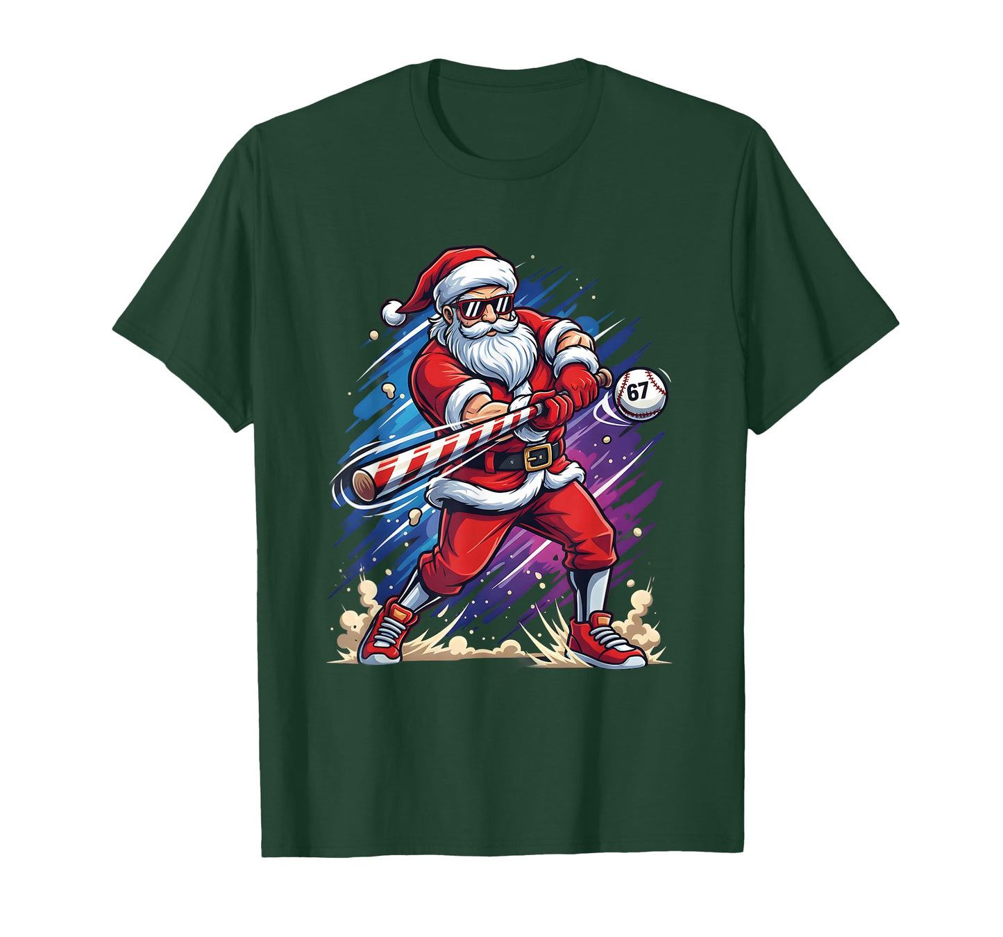 Christmas Baseball Funny Santa Game Day Xmas Boys Baseball T-Shirt