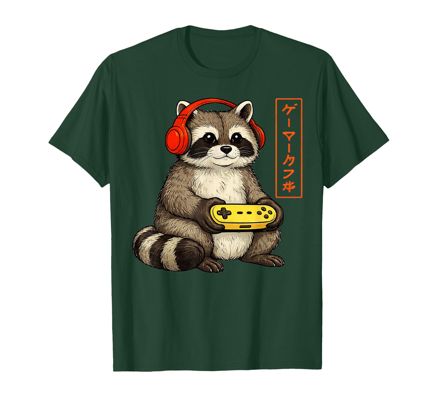 Japanese Gamer Raccoon Funny Vintage Gaming Gifts Men Boys T-Shirt