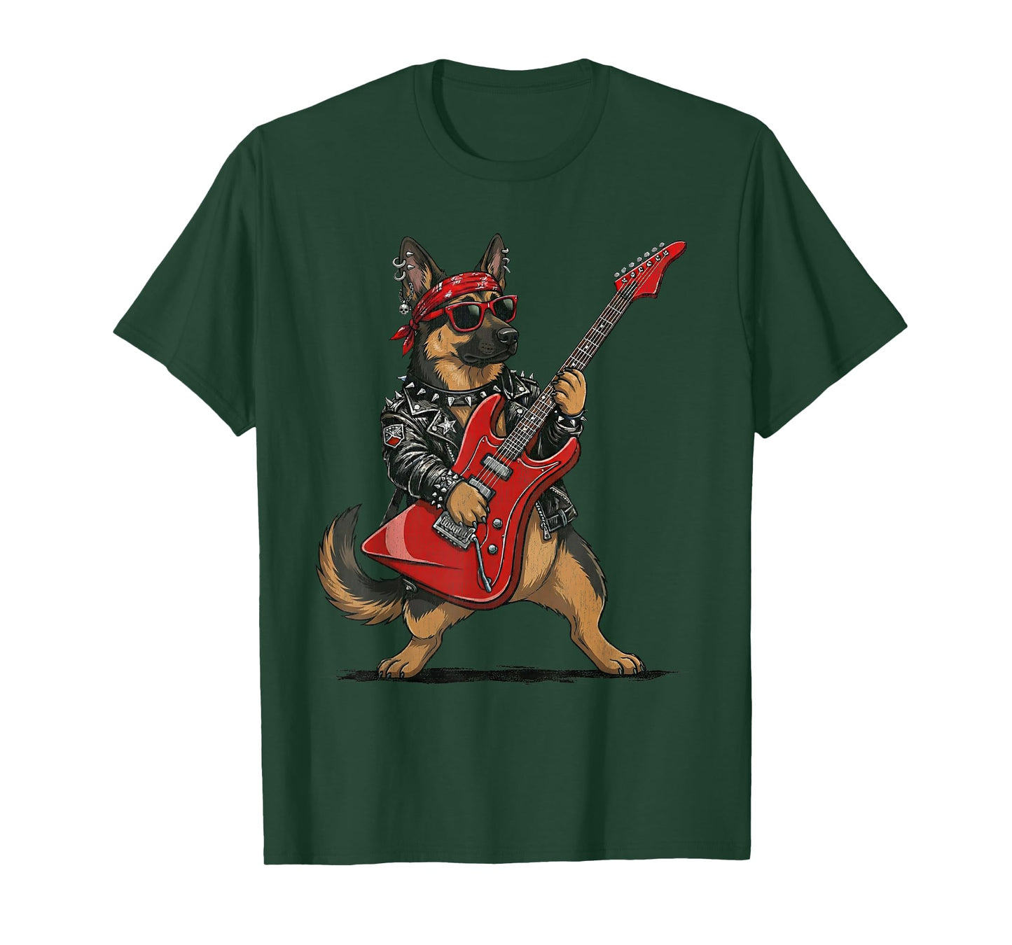 German Shepherd Dog Rock and Roll Playing Guitar Rockstar T-Shirt