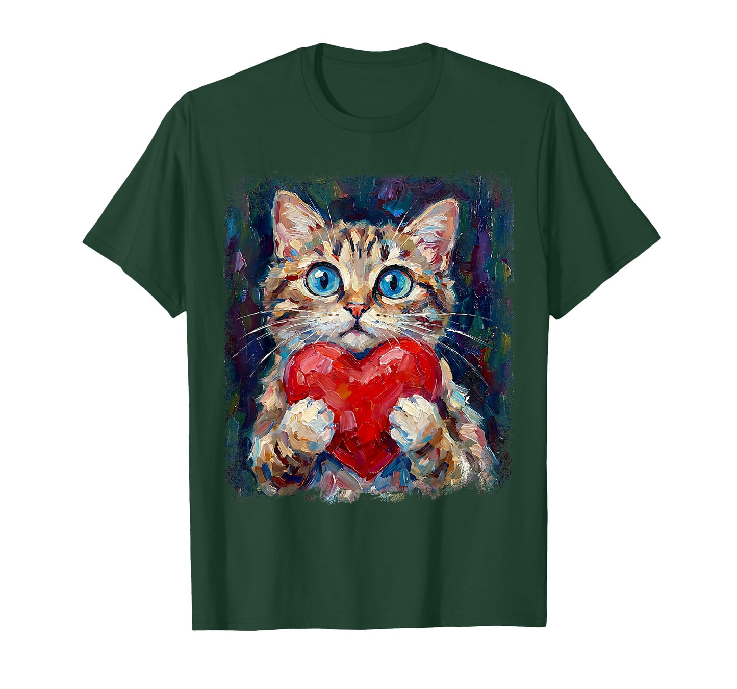 Cute Cat Holding Heart Valentine Kitten Lovers T-Shirt