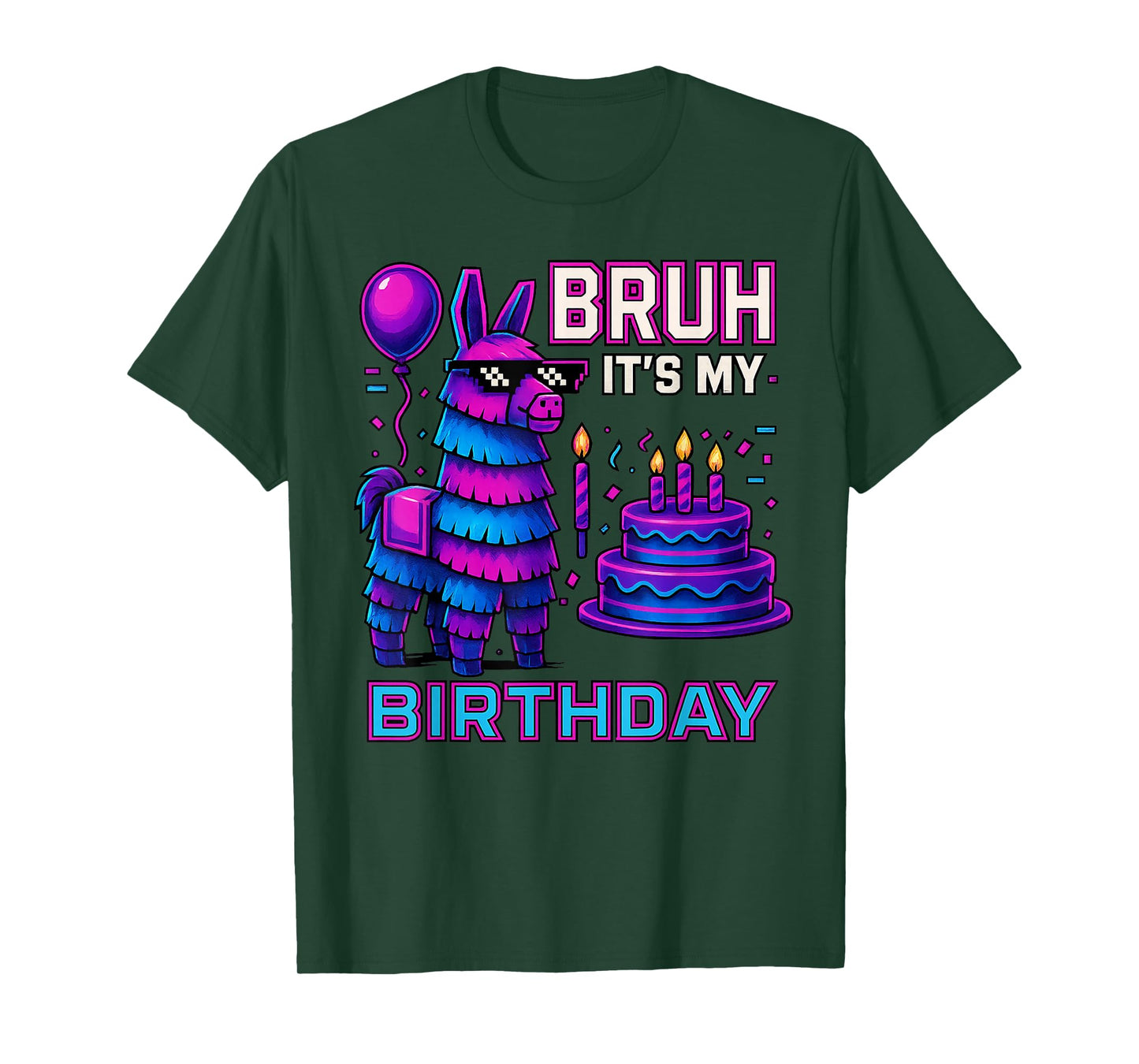 Bruh It’s My Birthday Funny Llama Pinata bday boy kids party T-Shirt