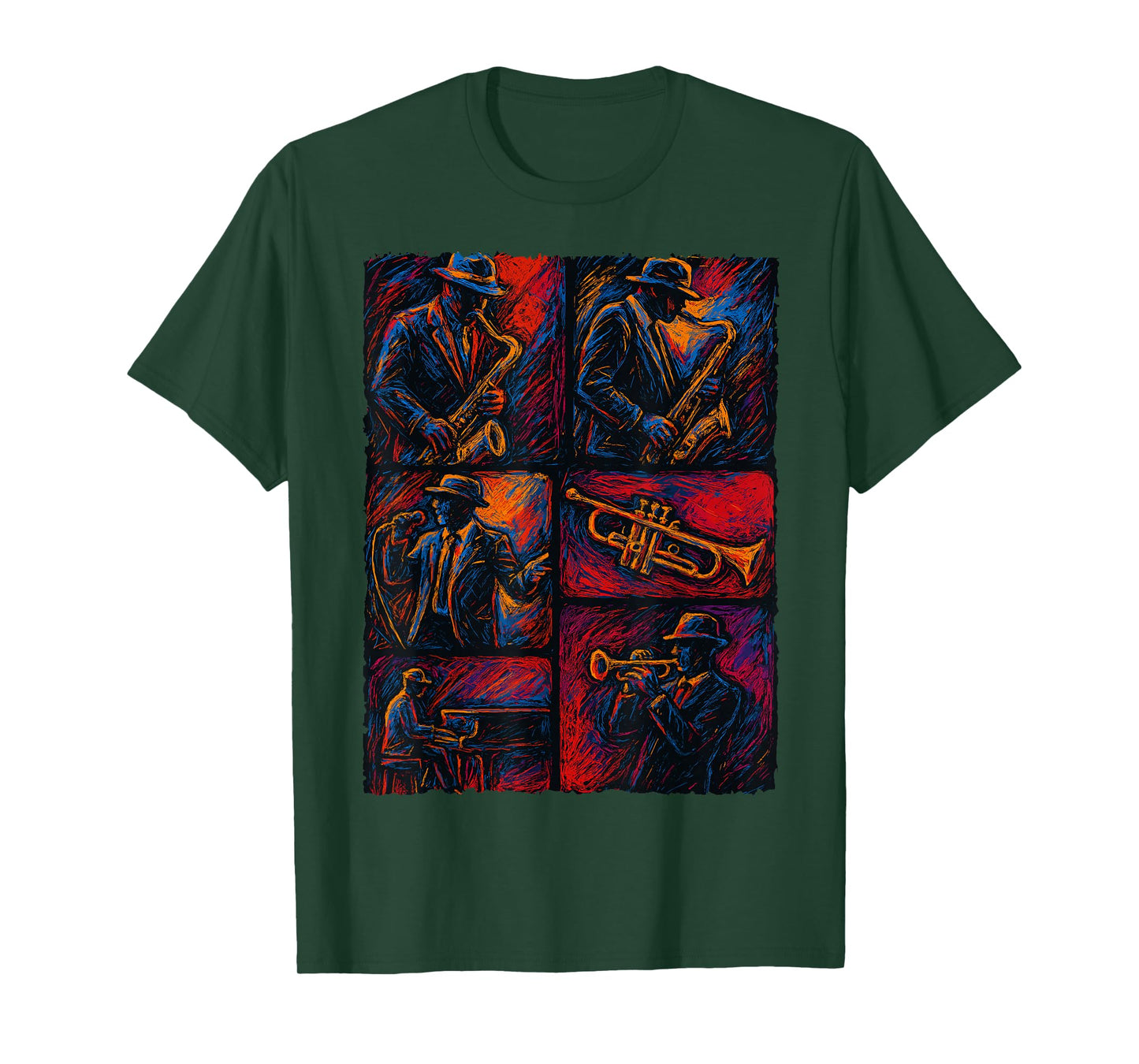 Artistic Jazz Band Musicians Vintage Jazz Music Lover T-Shirt