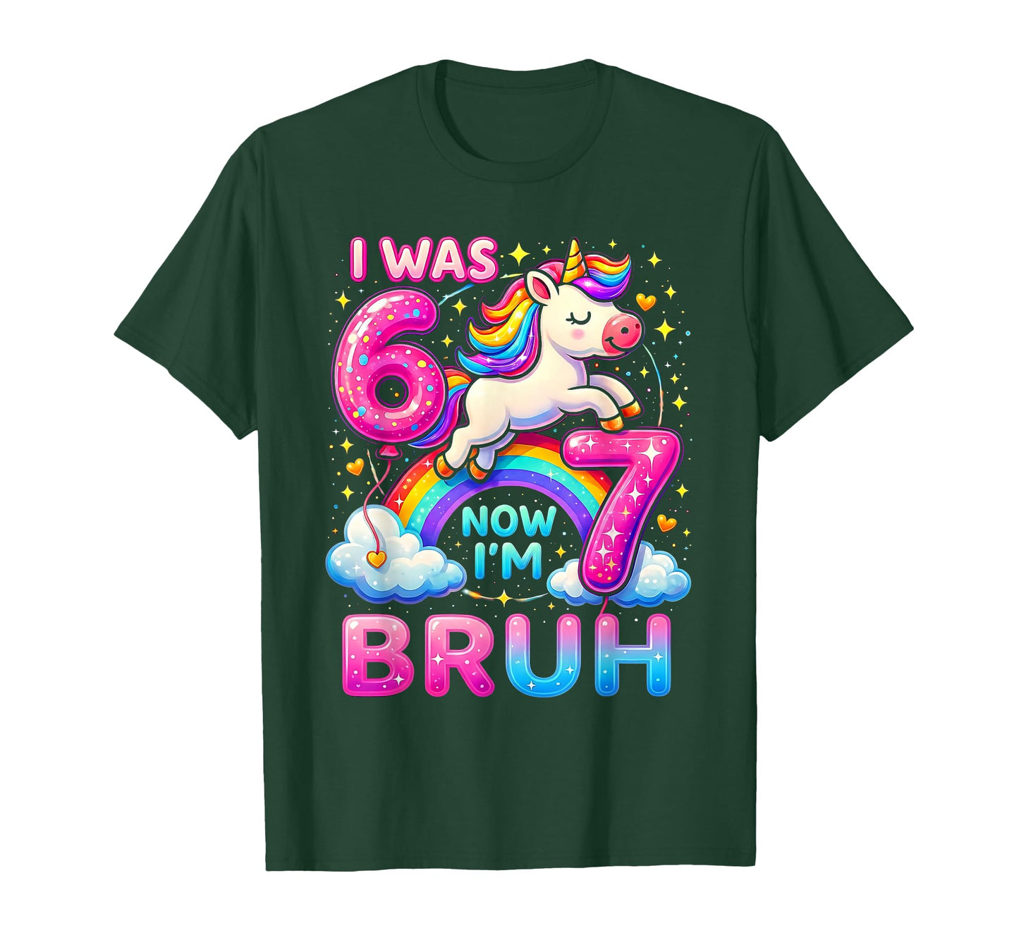 I was 6 Now I'm 7 Funny 6 7 Six Seven Meme Unicorn Birthday T-Shirt