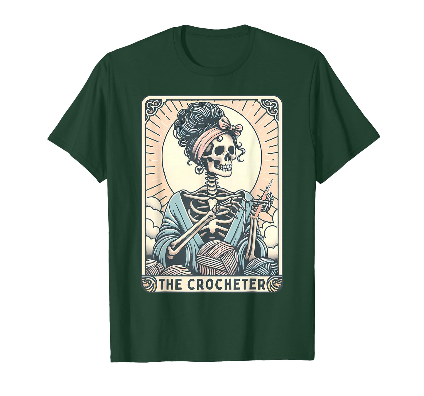 Skeleton The Crocheter Mom Tarot Card Knitter Crochet Lover T-Shirt