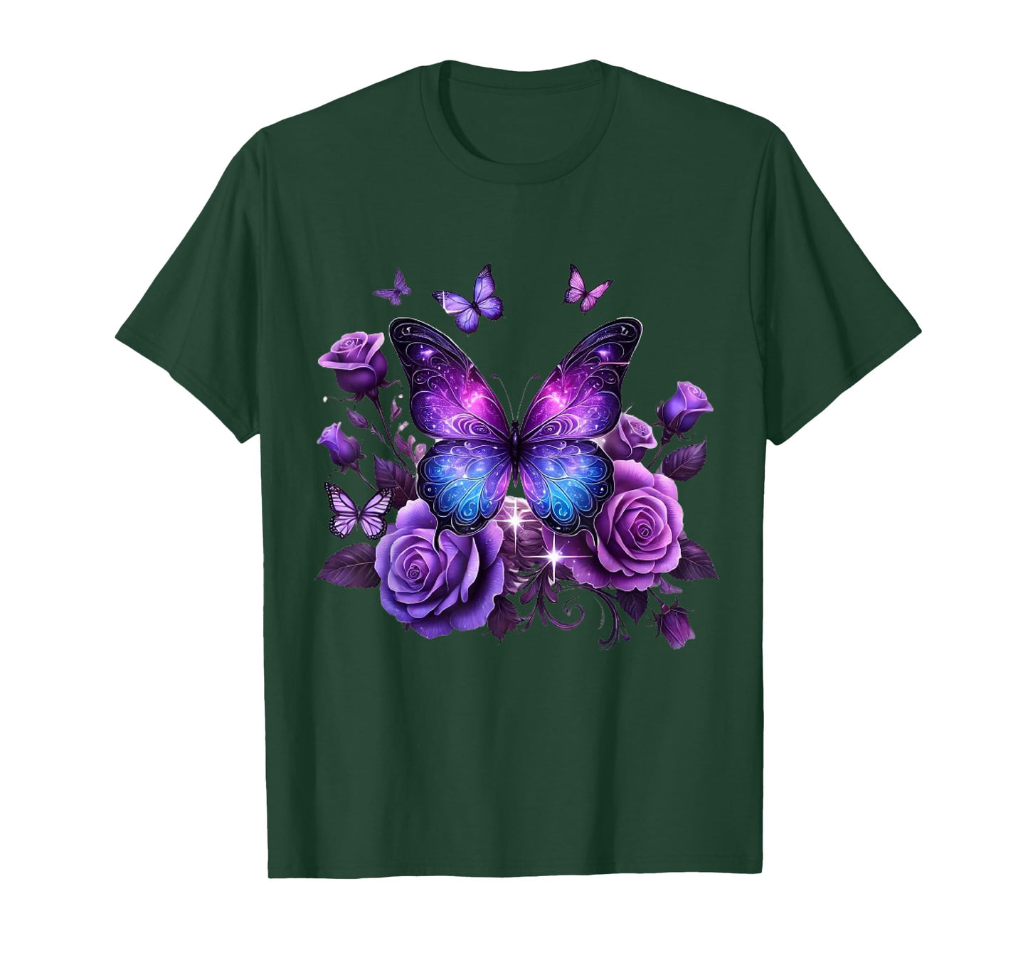 Beautiful Butterfly Purple Rose Butterfly Lovers Gifts Women T-Shirt