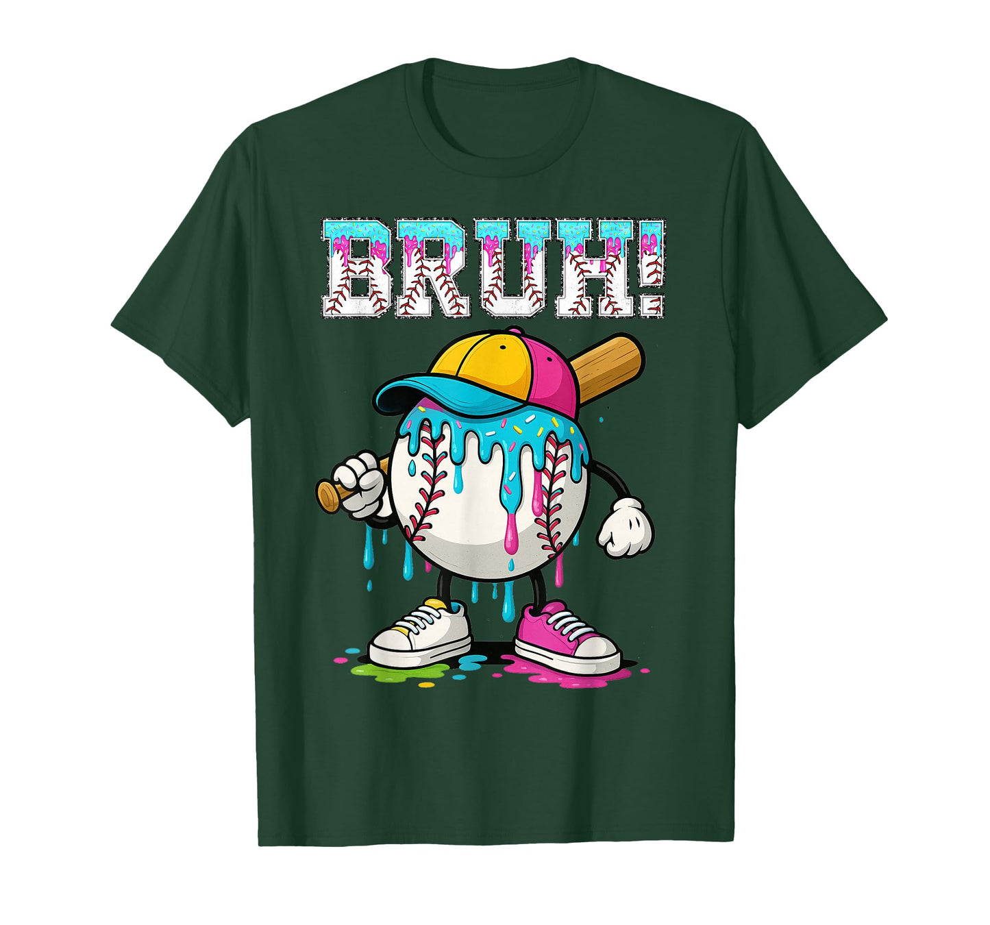 Baseball Drip Boys Bruh Ice Cream Bruh Meme For Son Grandson T-Shirt