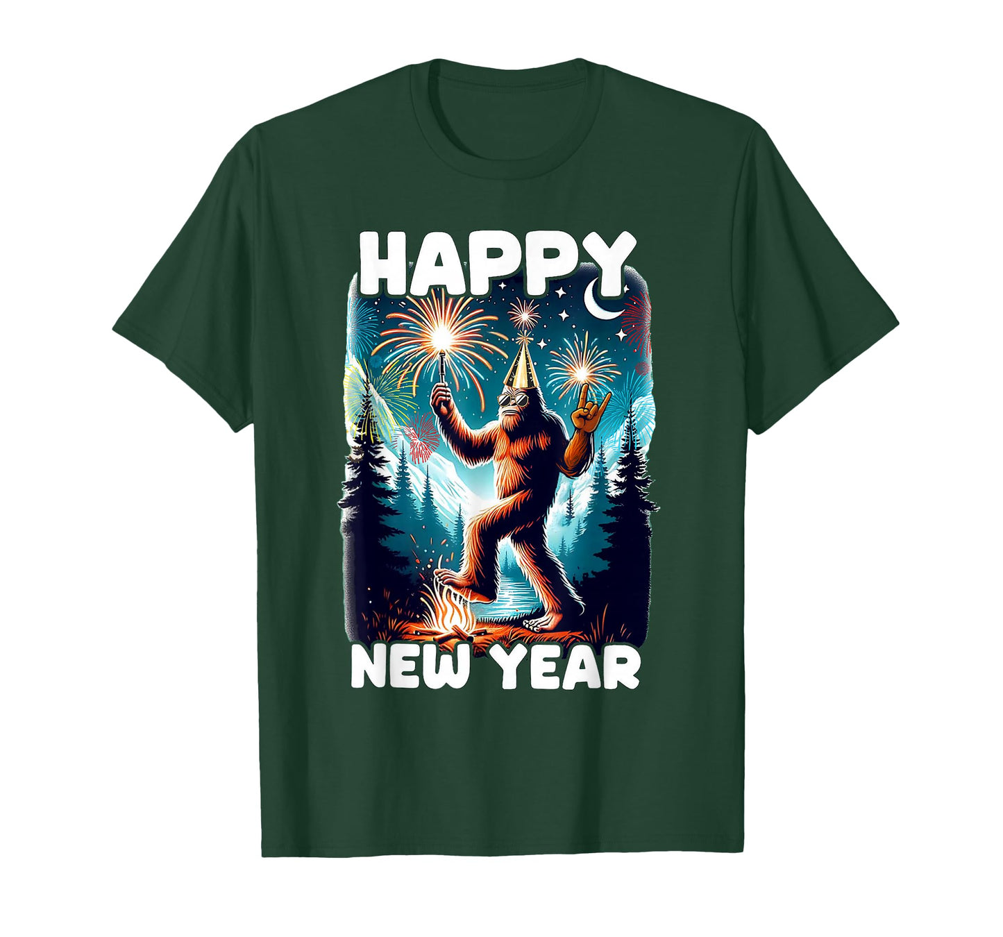 Happy New Year 2026 Bigfoot Lovers New Years Eve Party T-Shirt