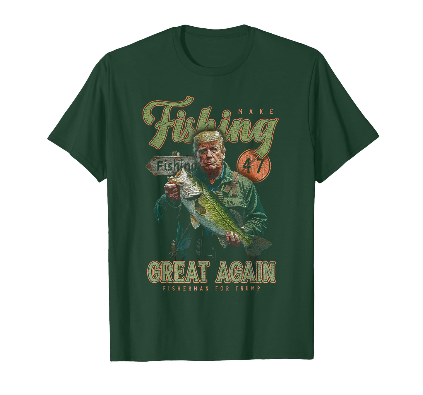 Make Fishing Great Again Funny Bass Fishing Donald Trump T-Shirt