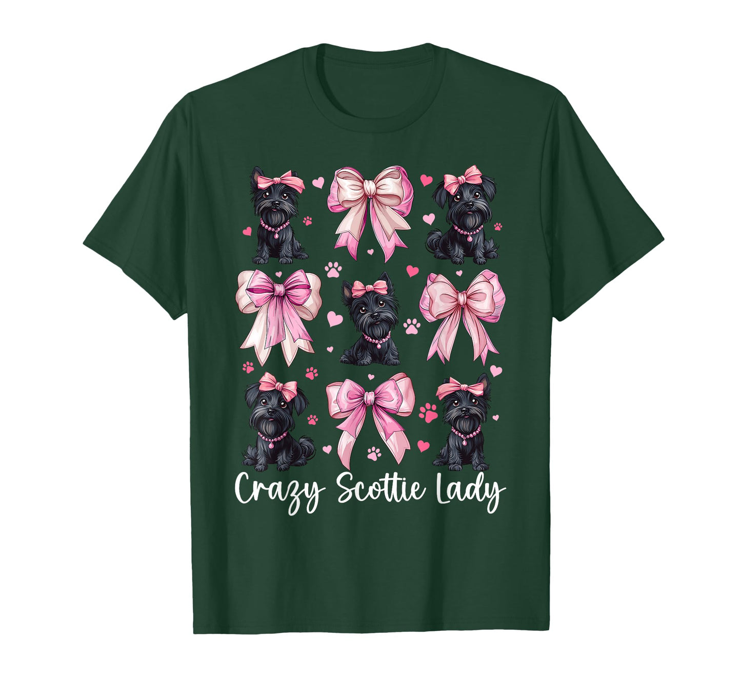 Crazy Scottie Lady Scottish Terrier Dog Coquette Bow T-Shirt