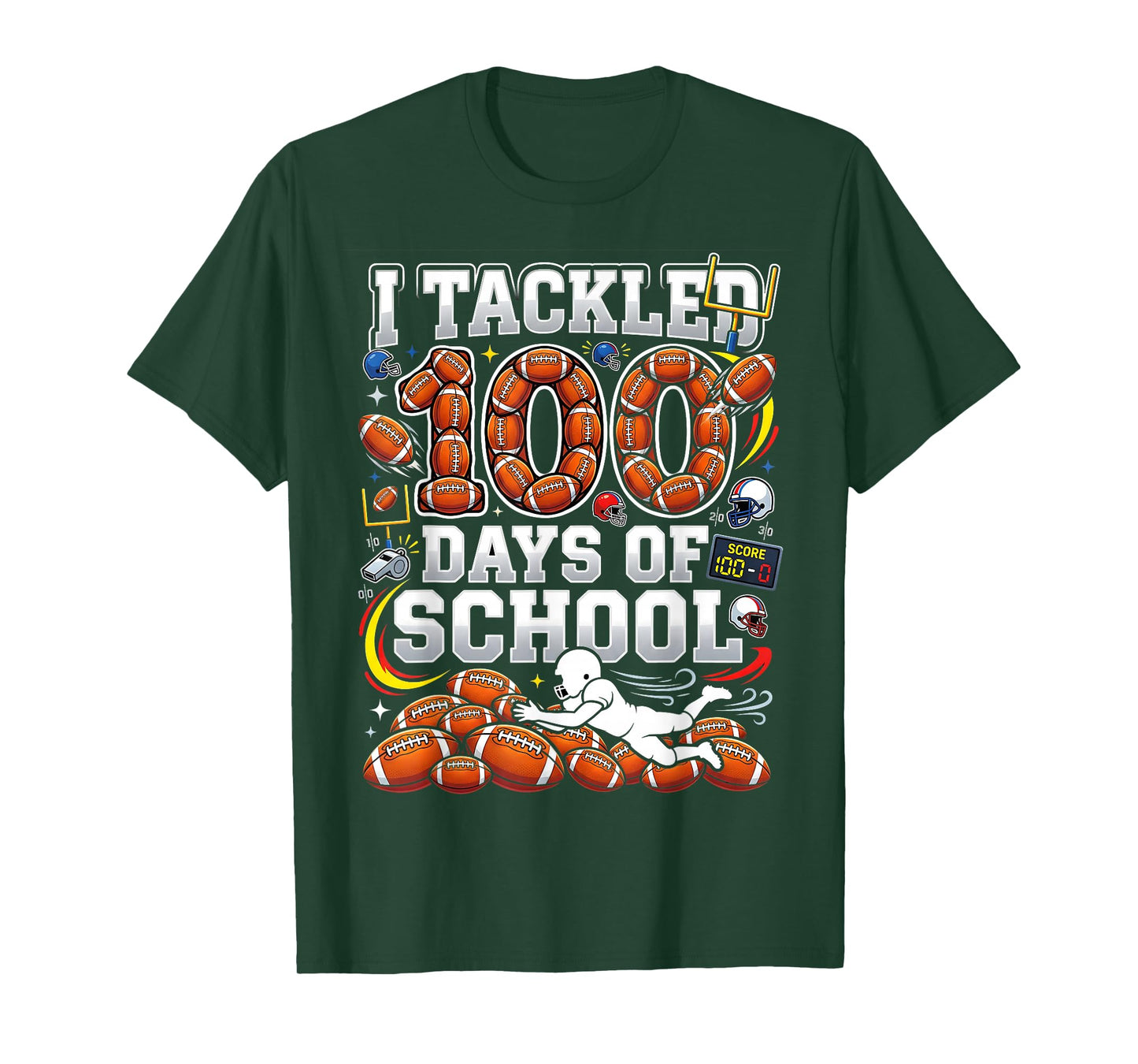 I Tackled 100 Days of School Football 100th Days Boys Sports T-Shirt