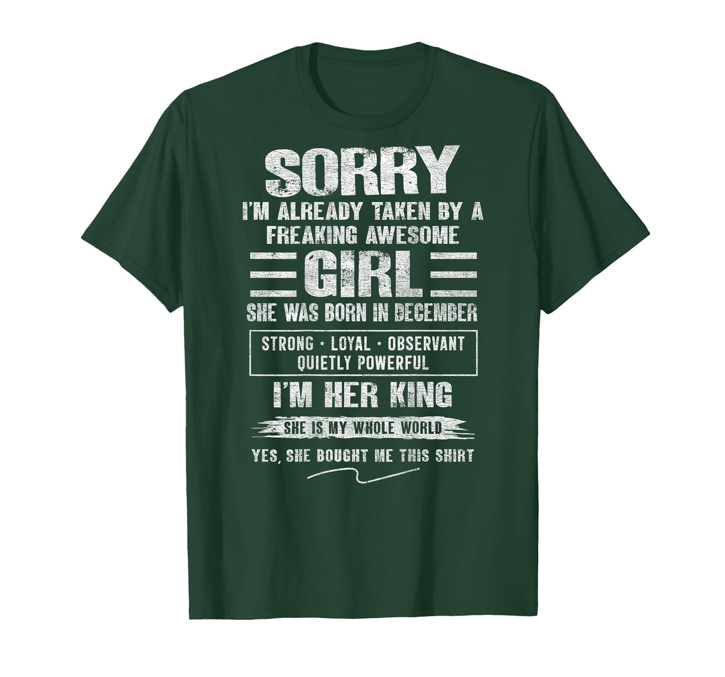 I'm Taken by Freaking Awesome Girl Born in December On Back T-Shirt