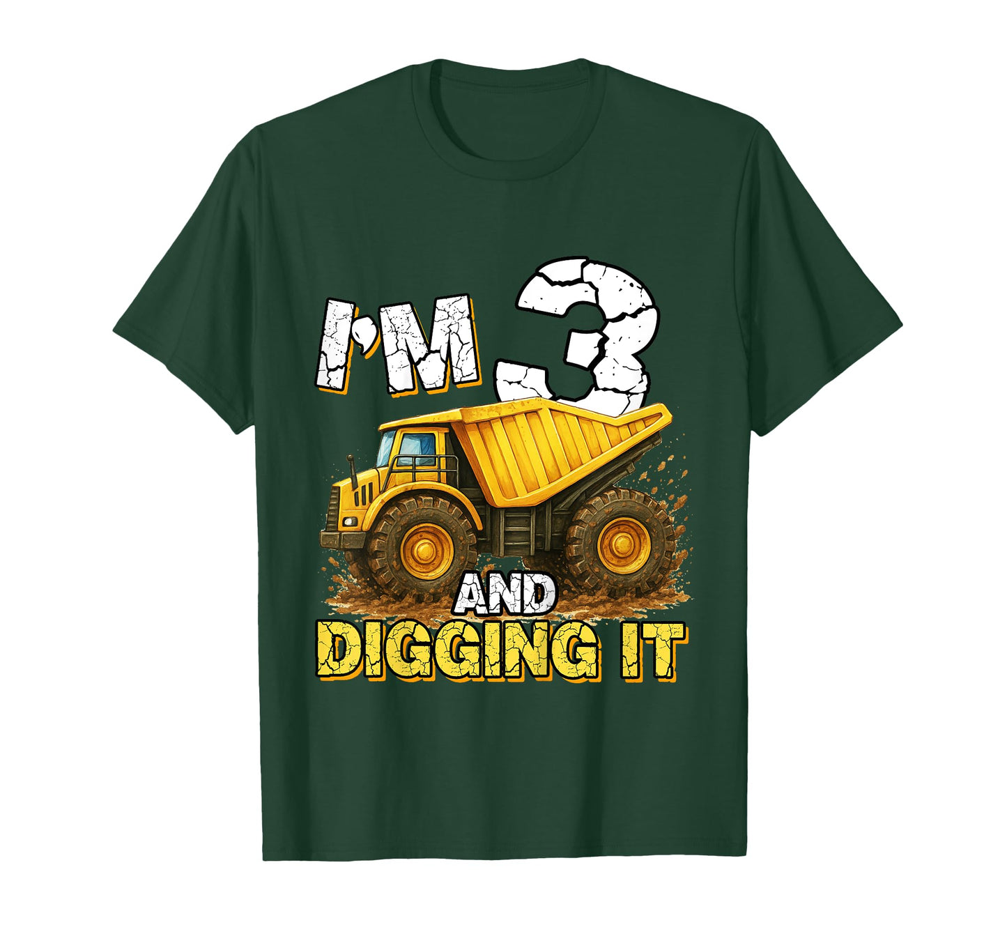 I'm 3 And Digging It 3rd Birthday Boy Construction Excavator T-Shirt