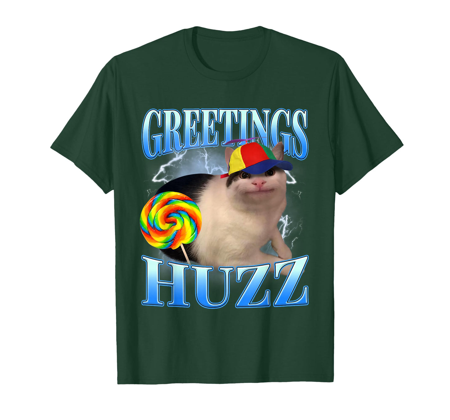 Lollipop Cat Meme Greetings Huzz Funny Gen Z Alpha Humor T-Shirt