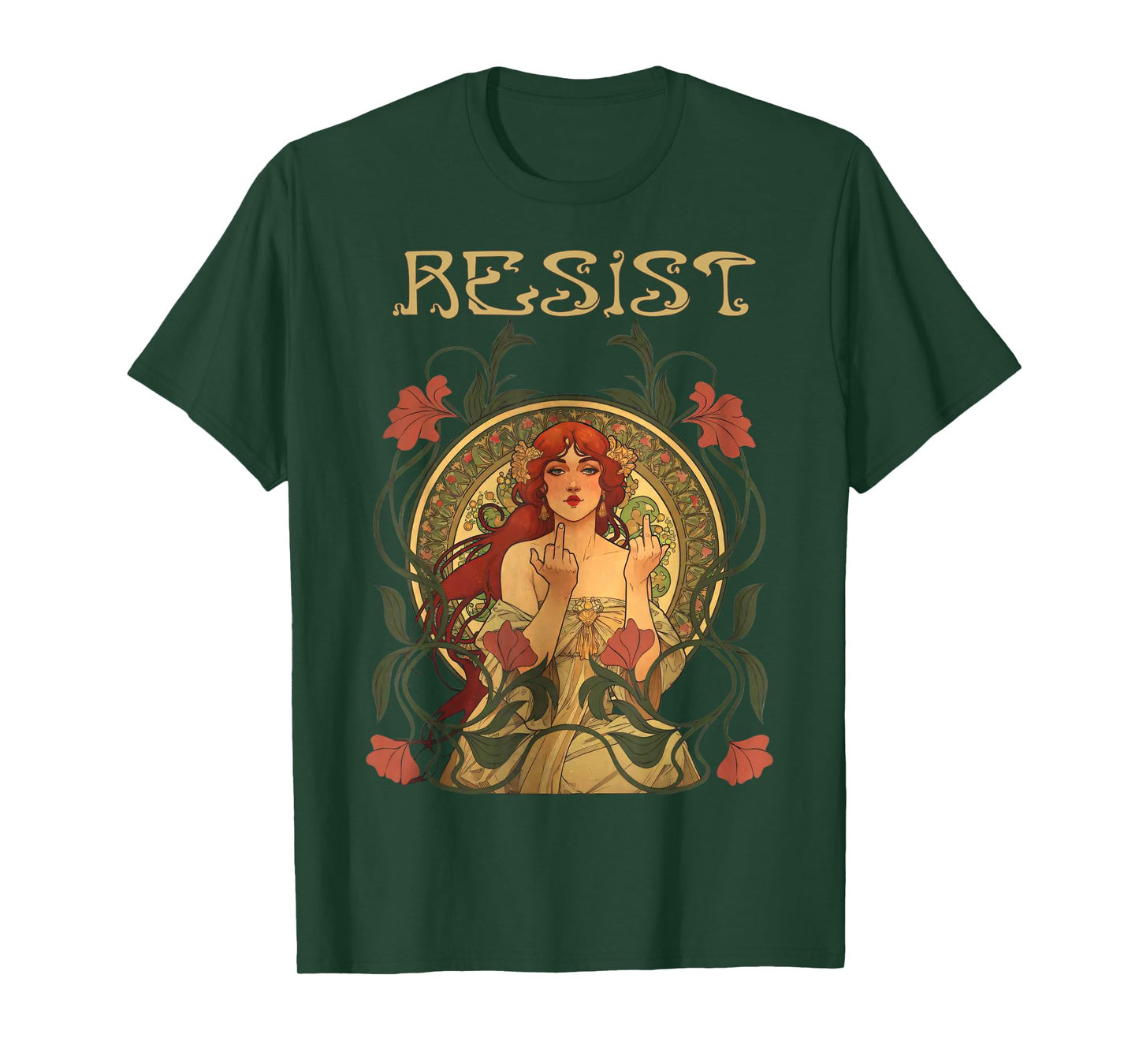Resist Art Nouveau Mucha Anti-Trump Women Feminist Resist T-Shirt