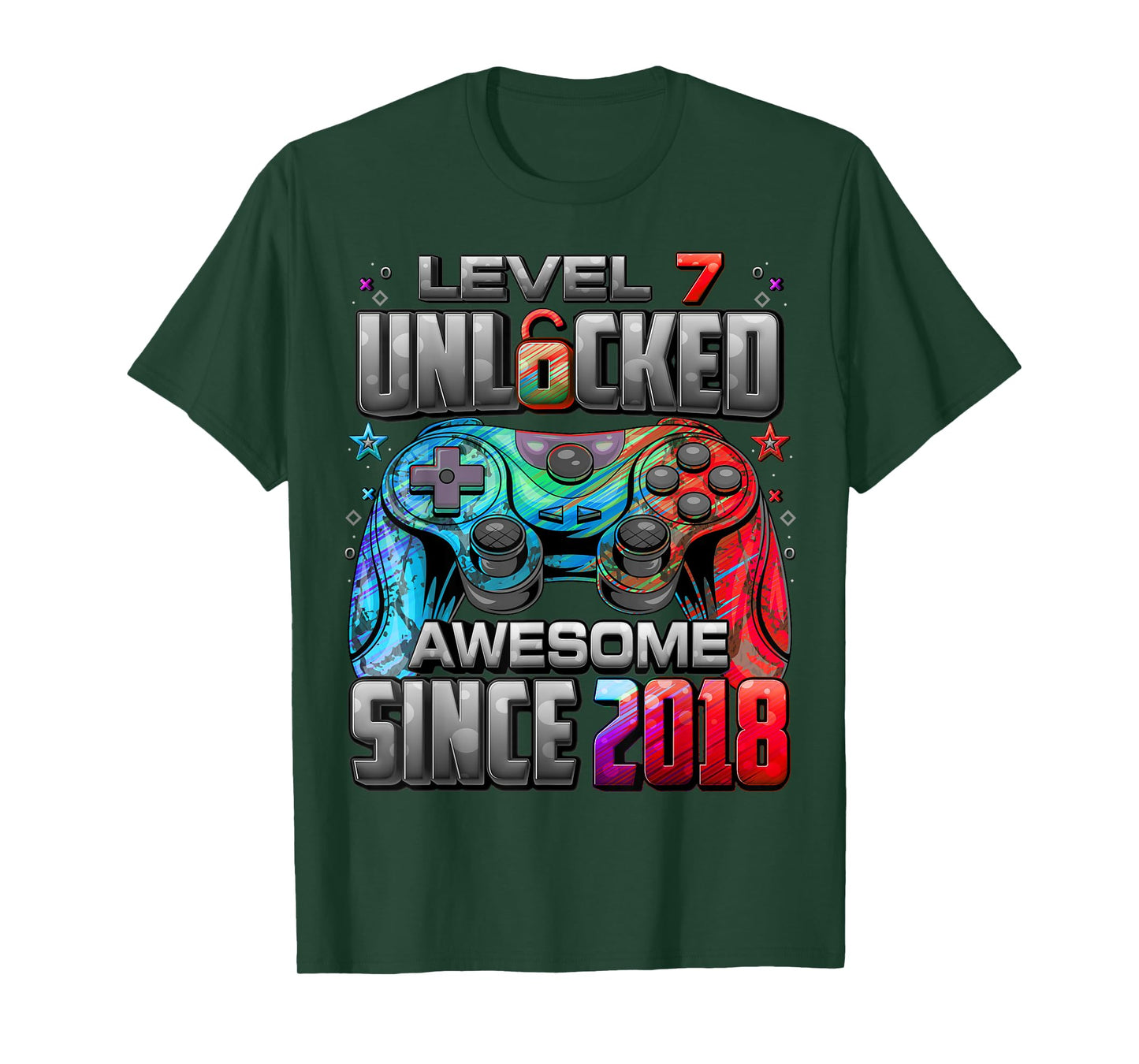 Level 7 Unlocked Awesome Since 2018 7th Birthday Gaming T-Shirt