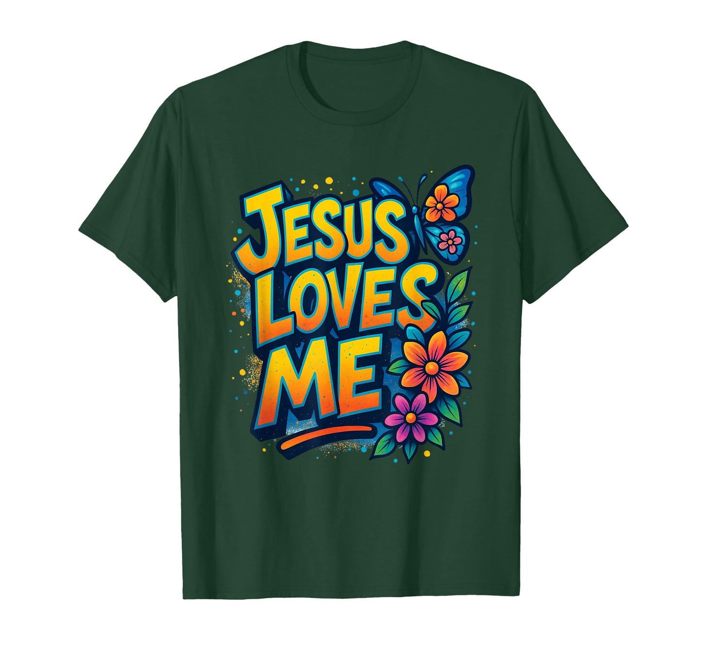 Jesus Loves Me, Butterfly Art - Religious T-Shirt