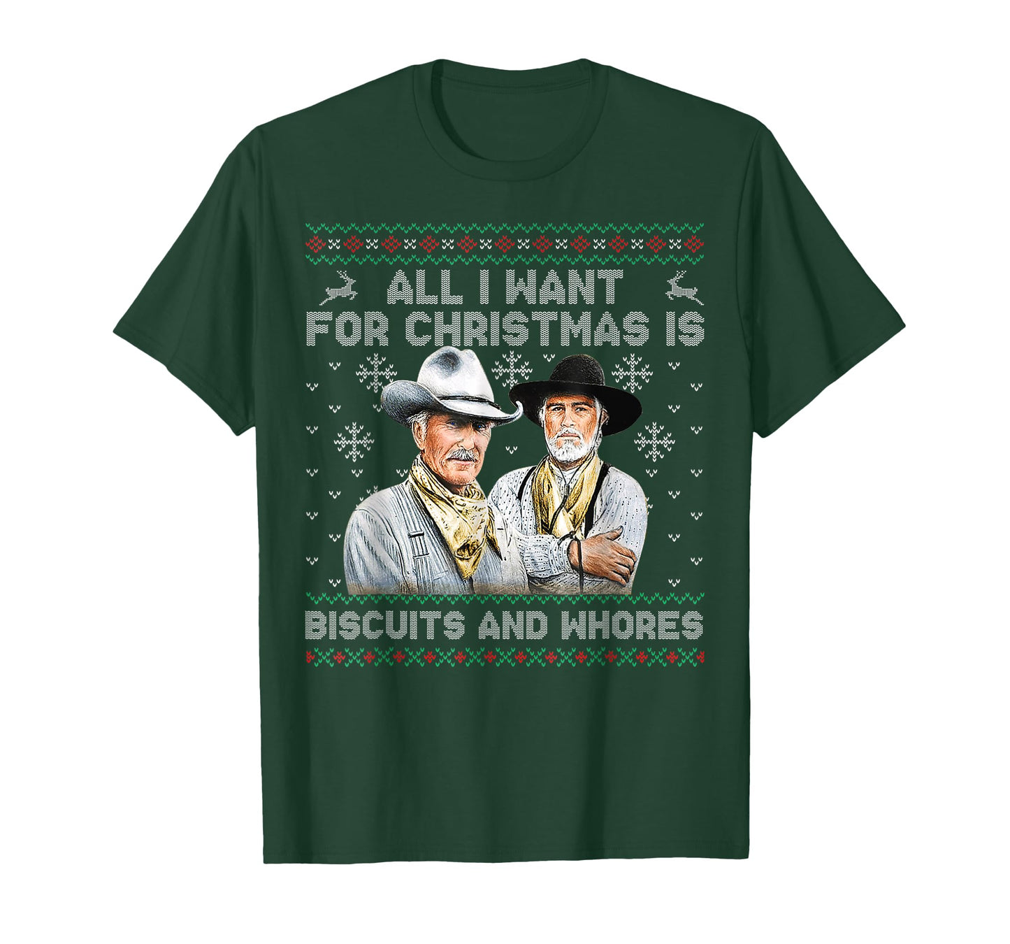 Western Cowboys Biscuits and Whores Christmas Quote T-Shirt