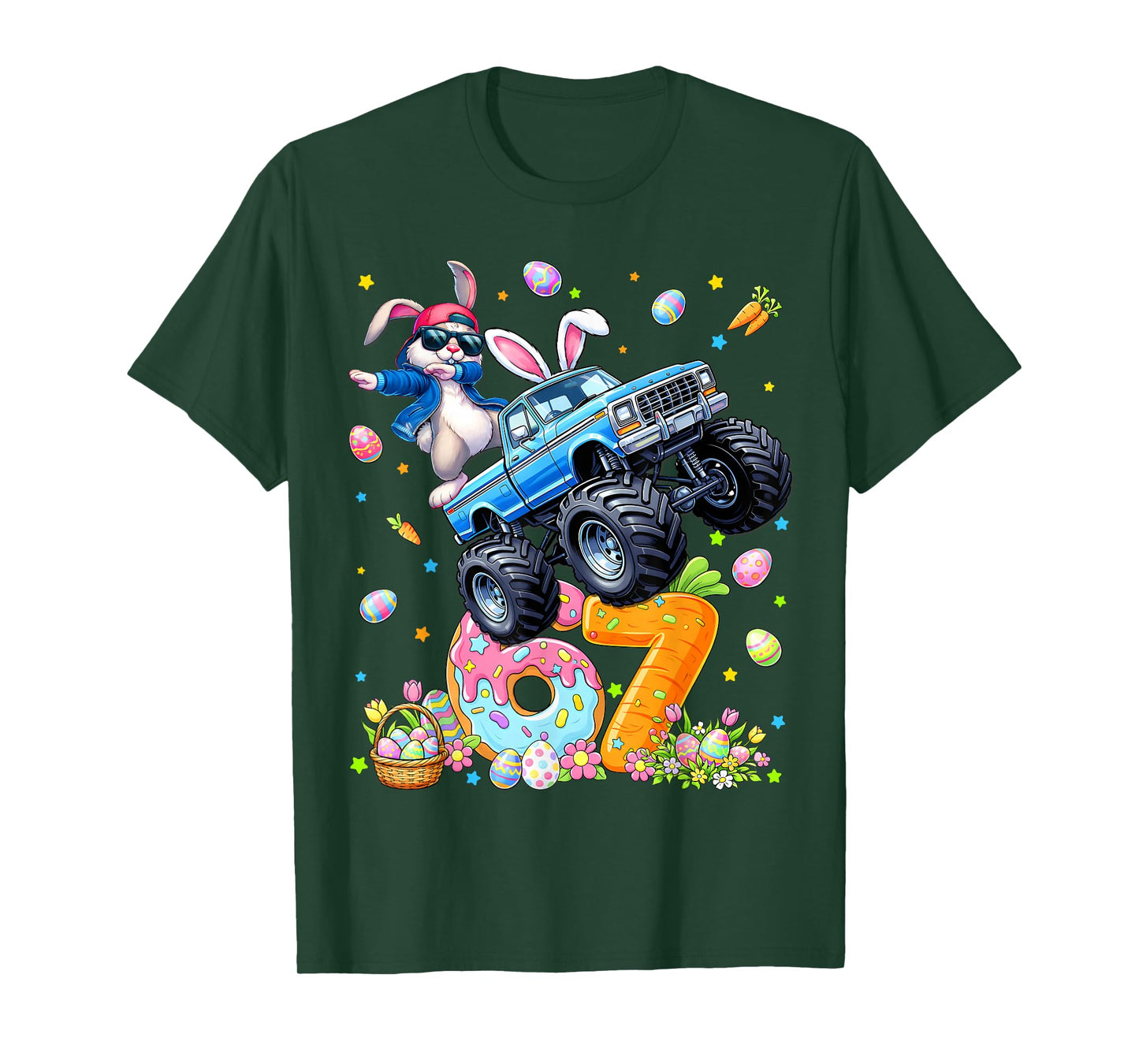 Funny Monster Truck Dabbing Rabbit Easter Bunny Men Boy T-Shirt
