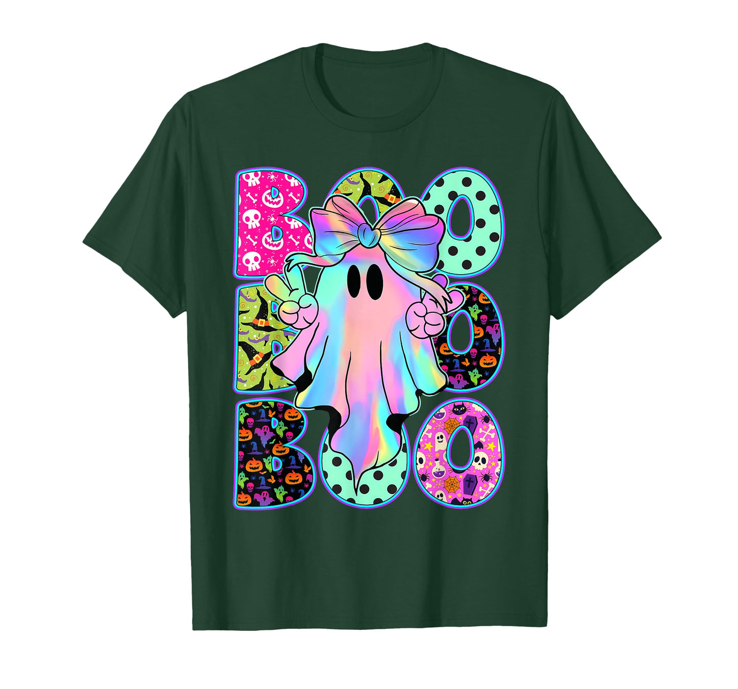 Funny Cute Boo Ghost Spooky Season Glow in Halloween Night T-Shirt