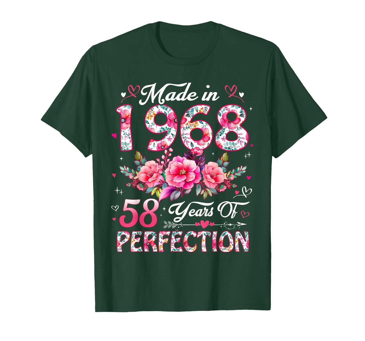 58 Year Old Made in 1968 Floral 58th Birthday Women T-Shirt
