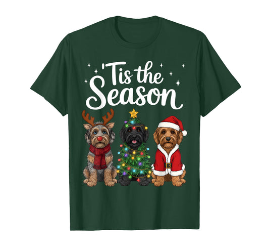 Tis The Season Aussiedoodle Christmas Santa Dog Lover T-Shirt