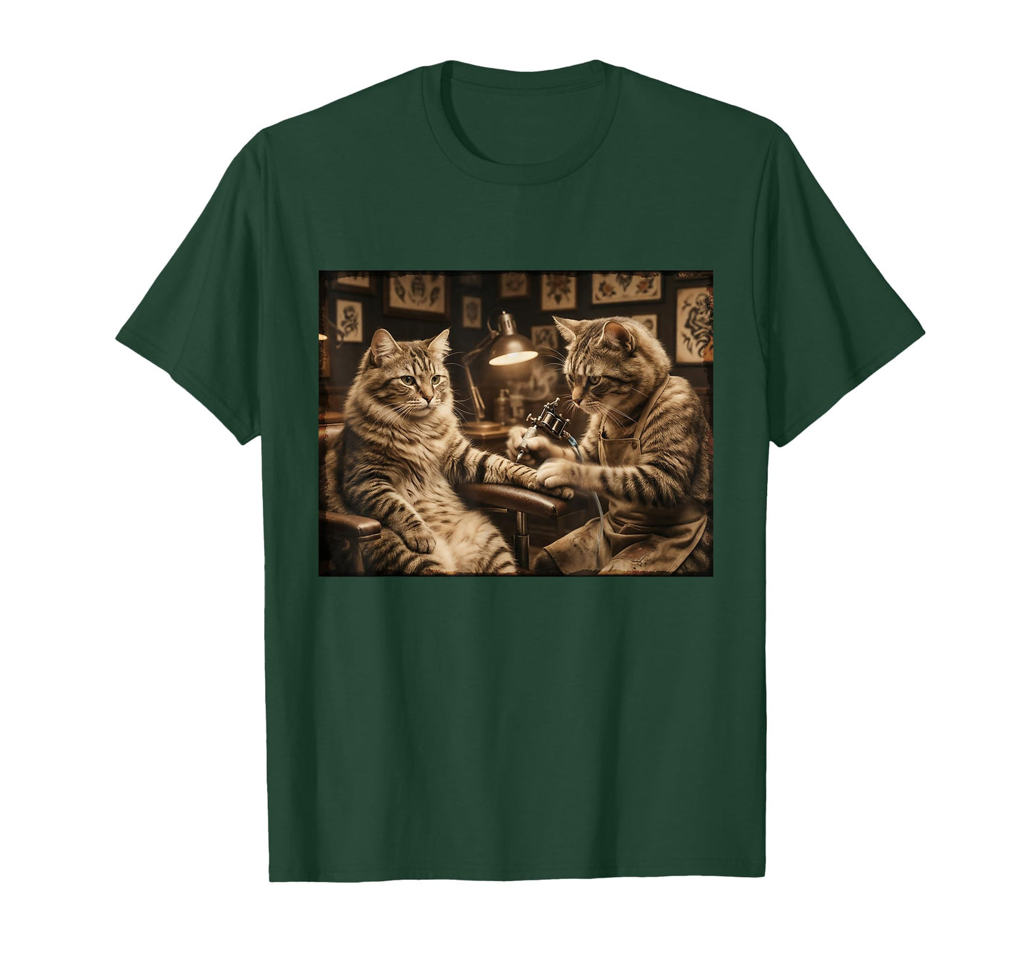 Cat Tattooing Cat Funny Meme Inked Kitty Humor Tattoo Artist T-Shirt