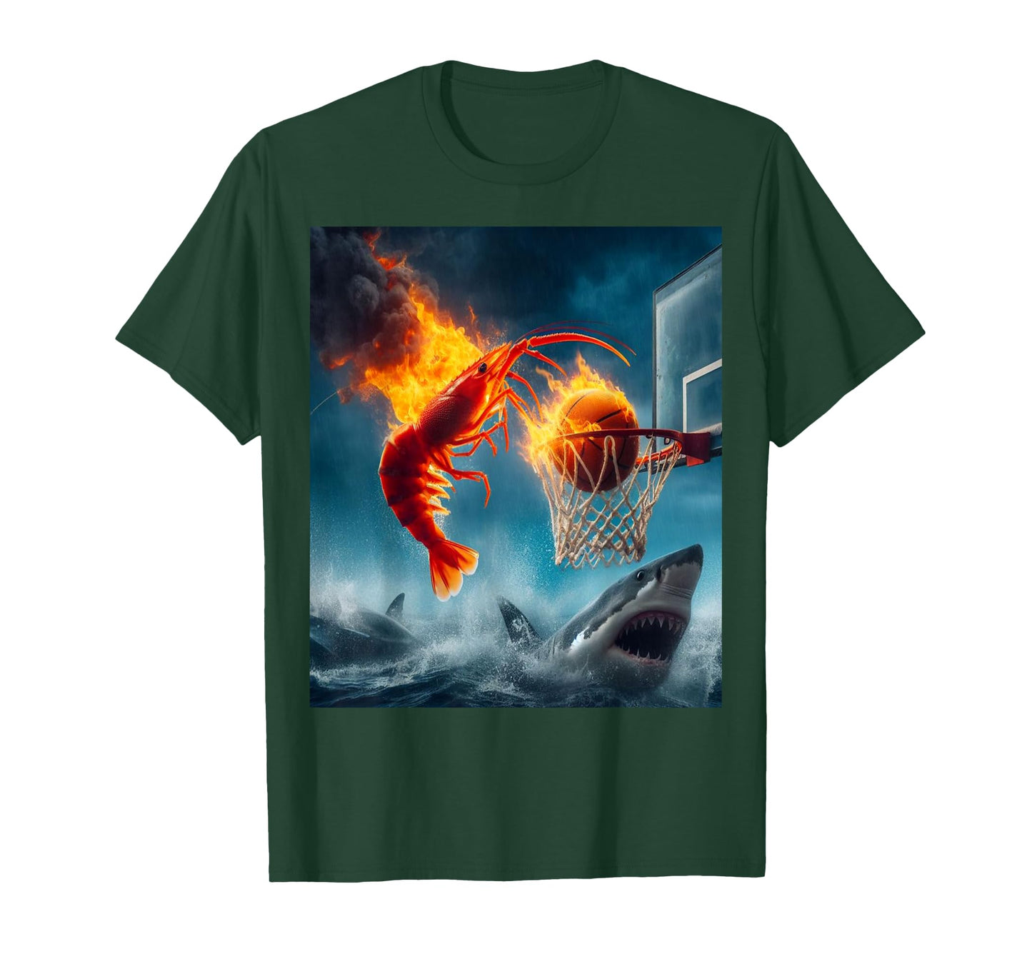 Shrimp Dunking on Shark Funny Fishing Meme T-Shirt