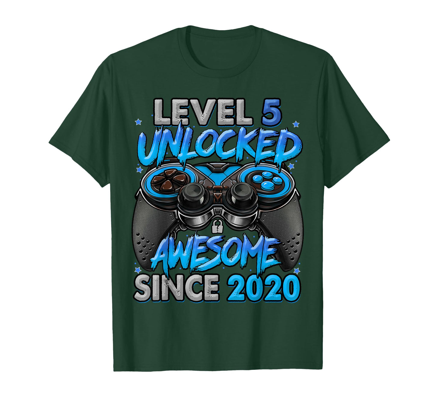Level 5 Unlocked Awesome Since 2020 5th Birthday Gaming T-Shirt