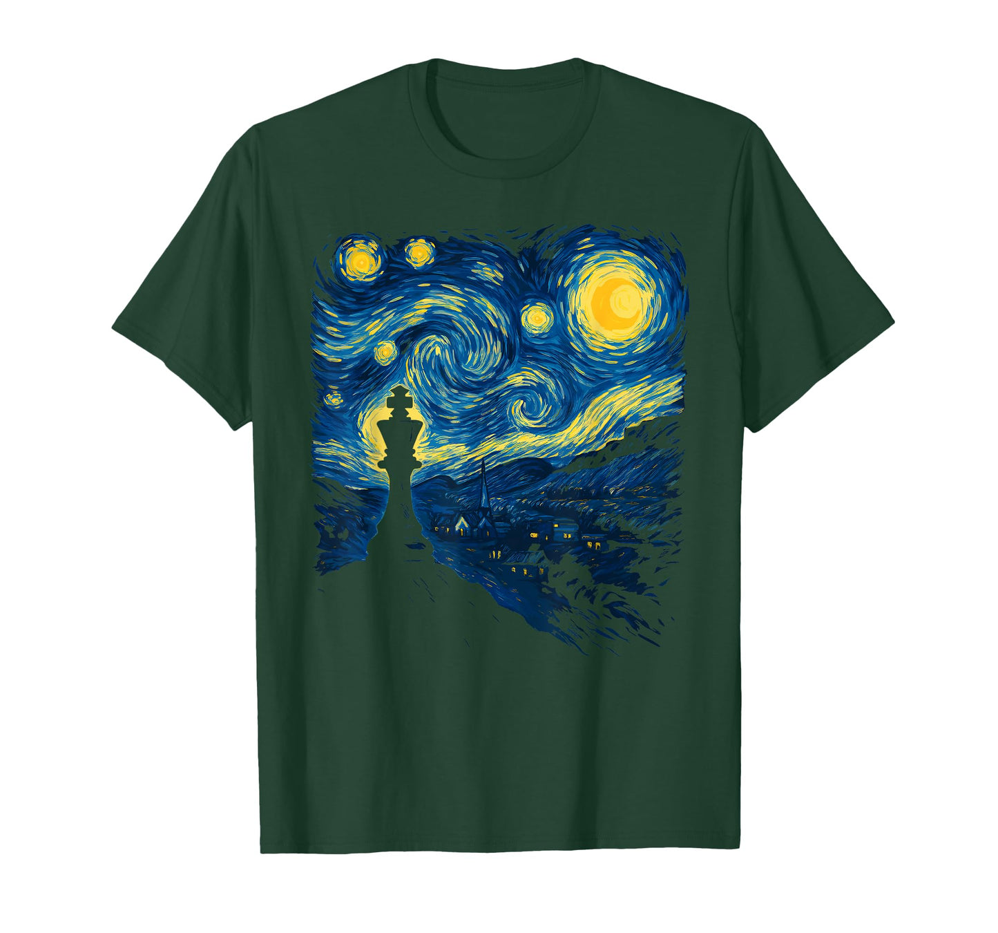 Chess Starry Night Chess Player King Piece Van Gogh Art T-Shirt