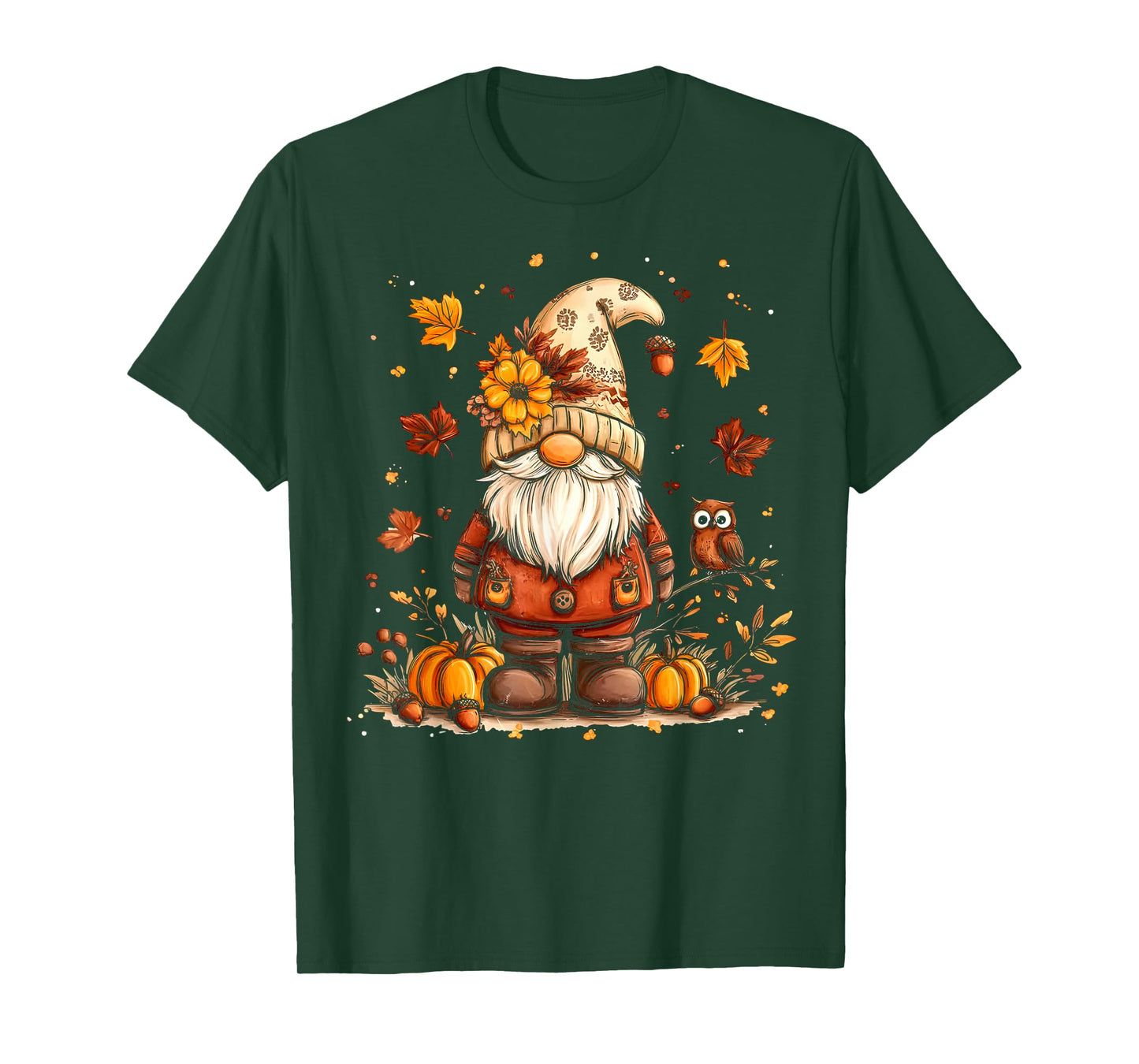 Funny Peace Gnome Halloween Thanksgiving Pumpkin Autumn Fall T-Shirt
