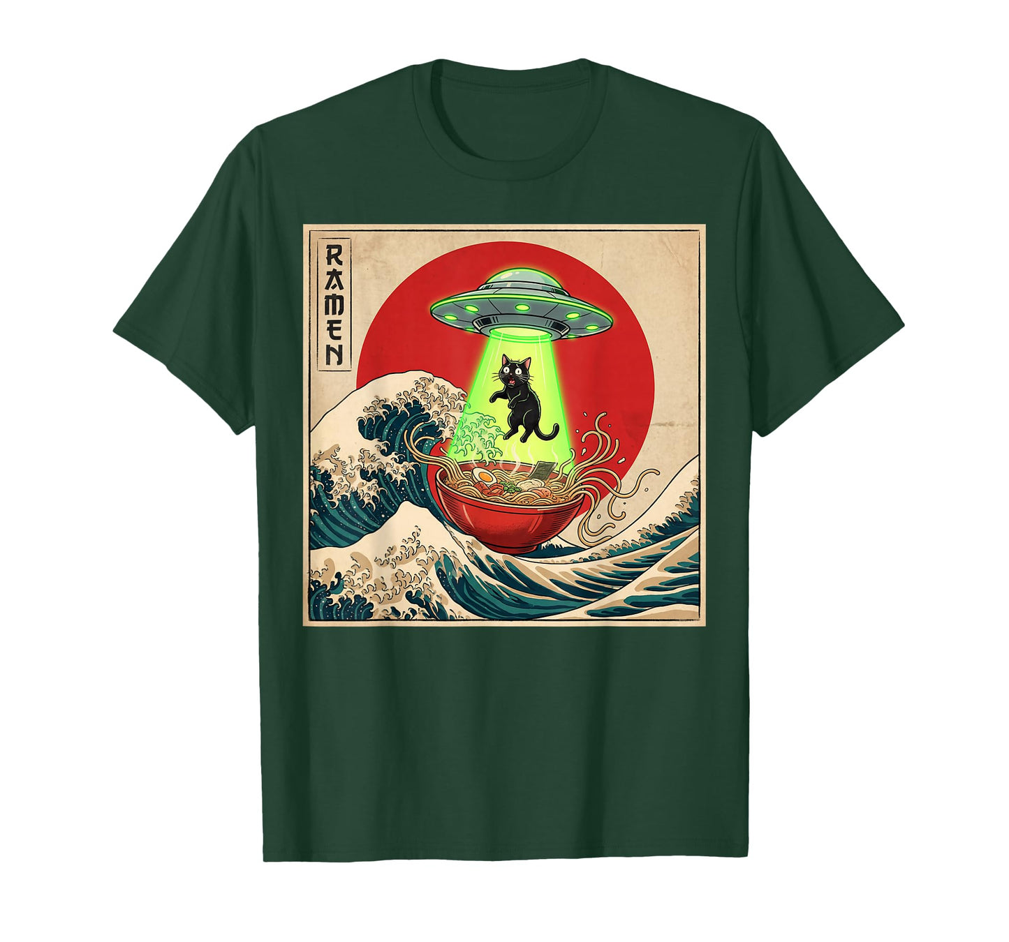 Cat Ramen UFO Japanese Anime Men Women Teens T-Shirt