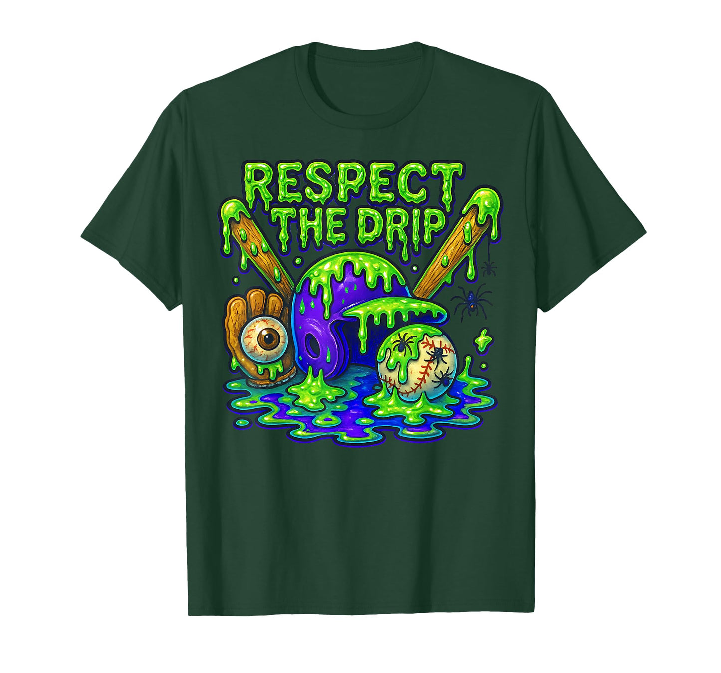 Halloween Baseball Drip Slime Spooky Vibes Respect The Drip T-Shirt