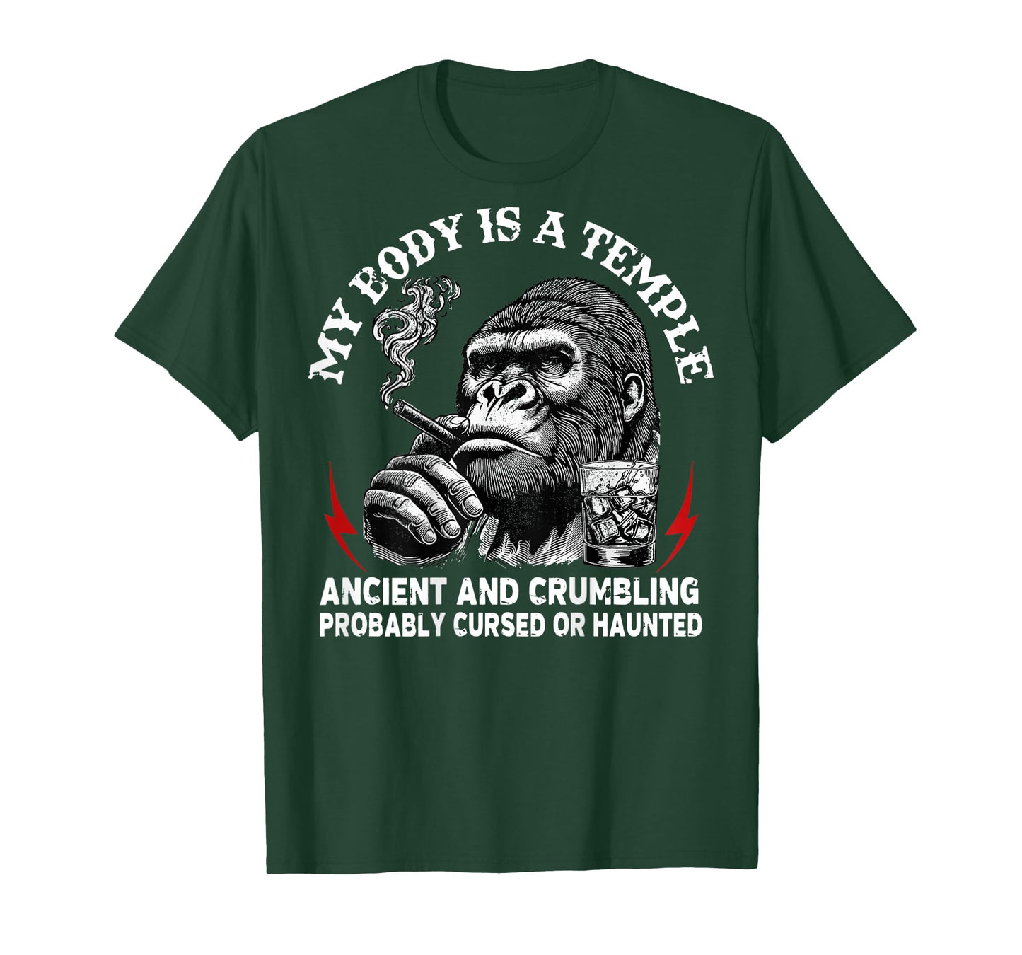 My Body is A Temple Ancient and Crumbling Monkey (On Back) T-Shirt
