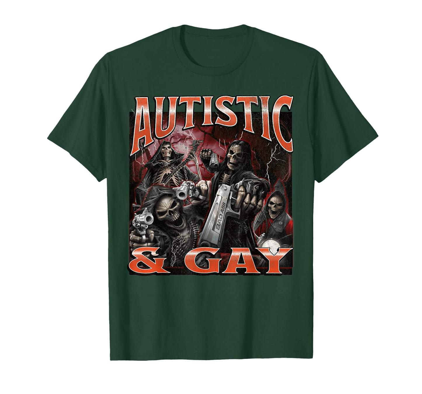 Autistic And Gay Funny Hard Skeleton Meme Bootleg T-Shirt