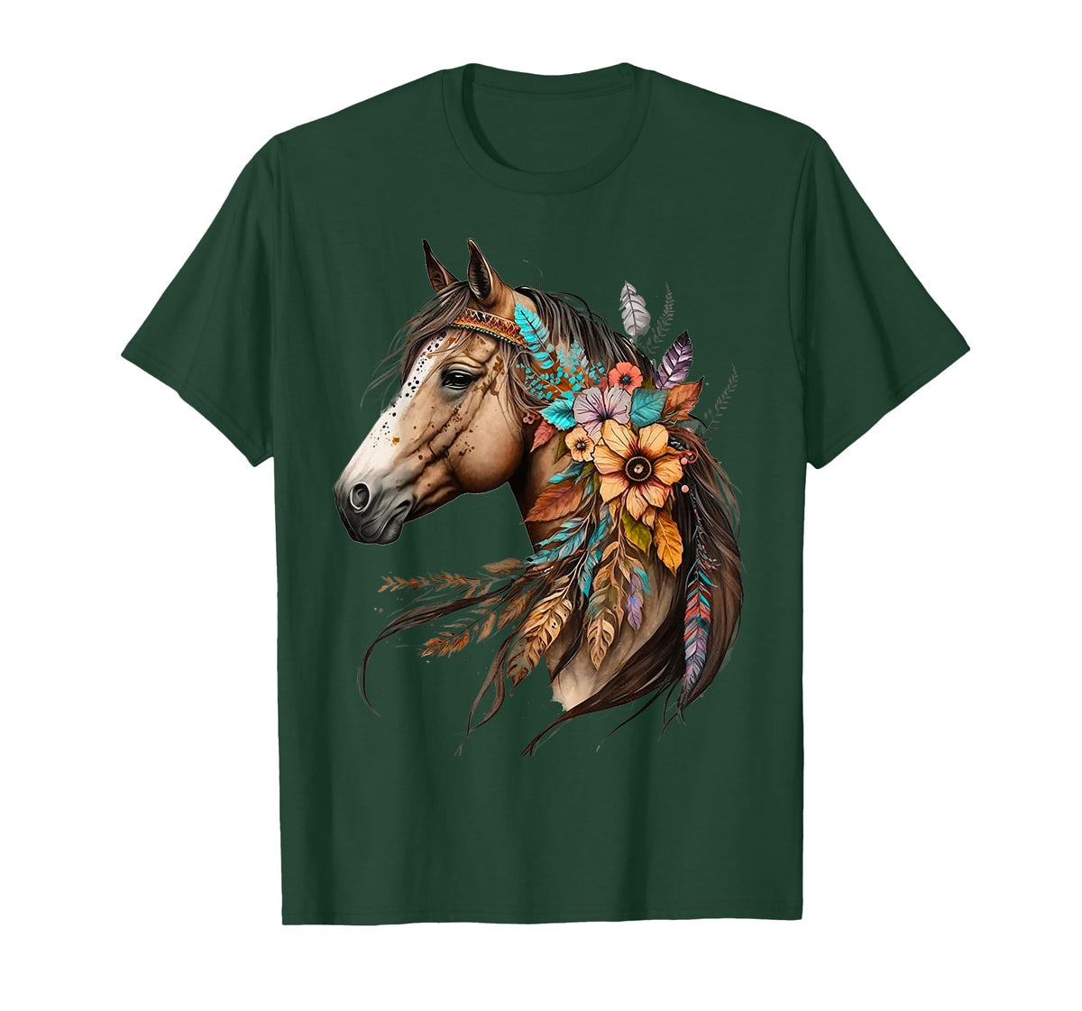 Floral Wild Horse Country Horse Riding T-Shirt