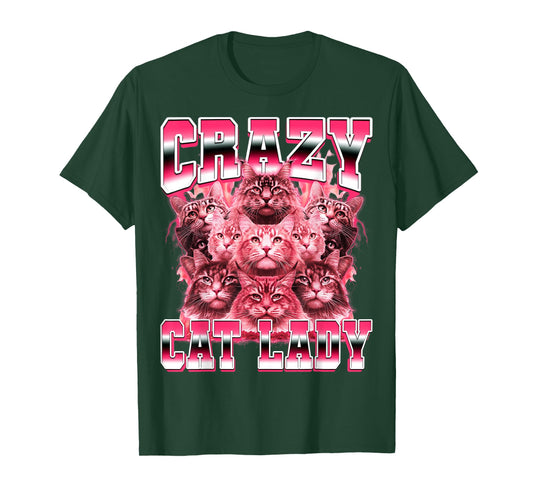 Crazy Cat Lady Funny 90s Bootleg Style T-Shirt