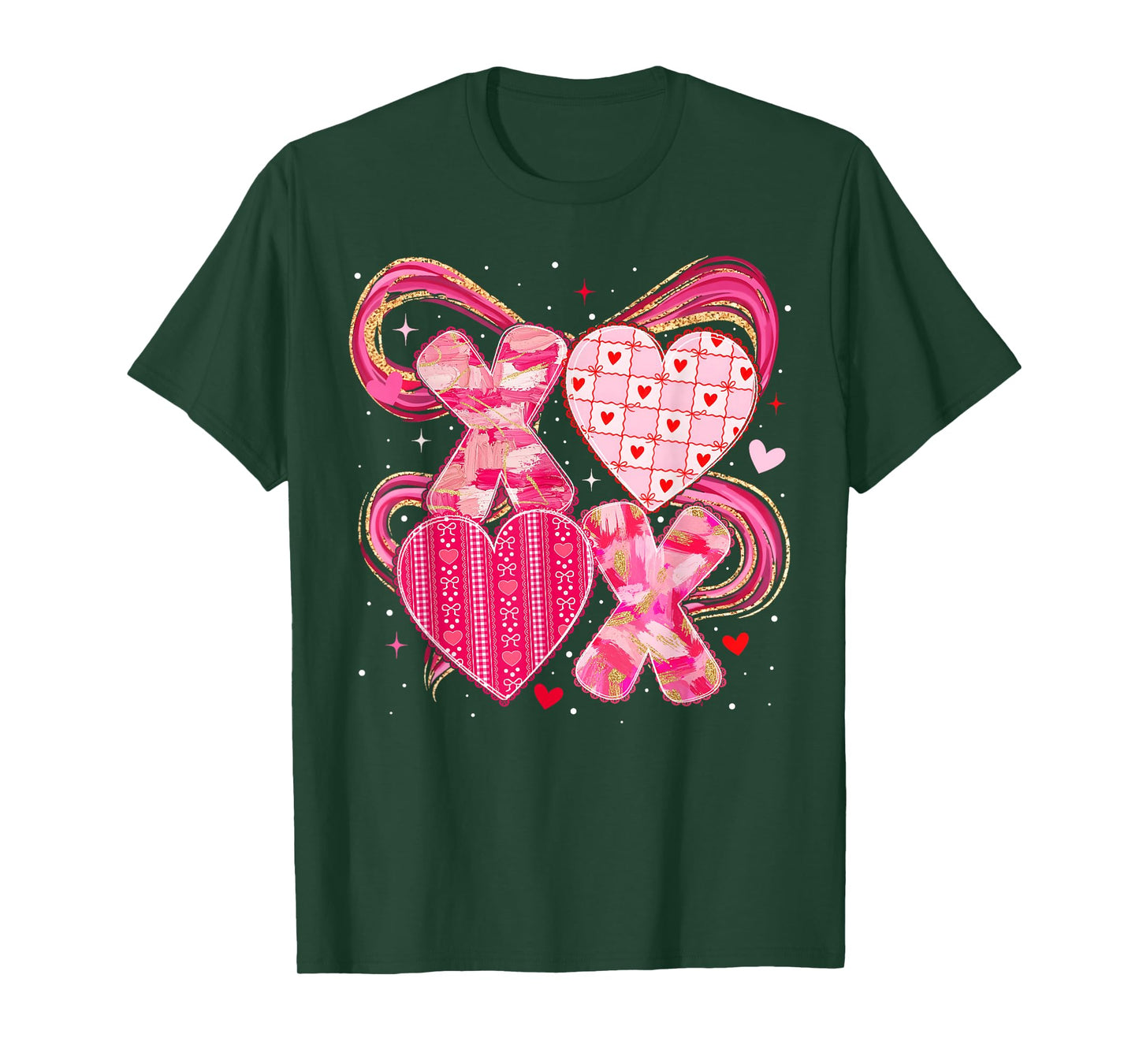 XOXO Valentine Pink Heart Coquette Bow Girl Women Kid T-Shirt