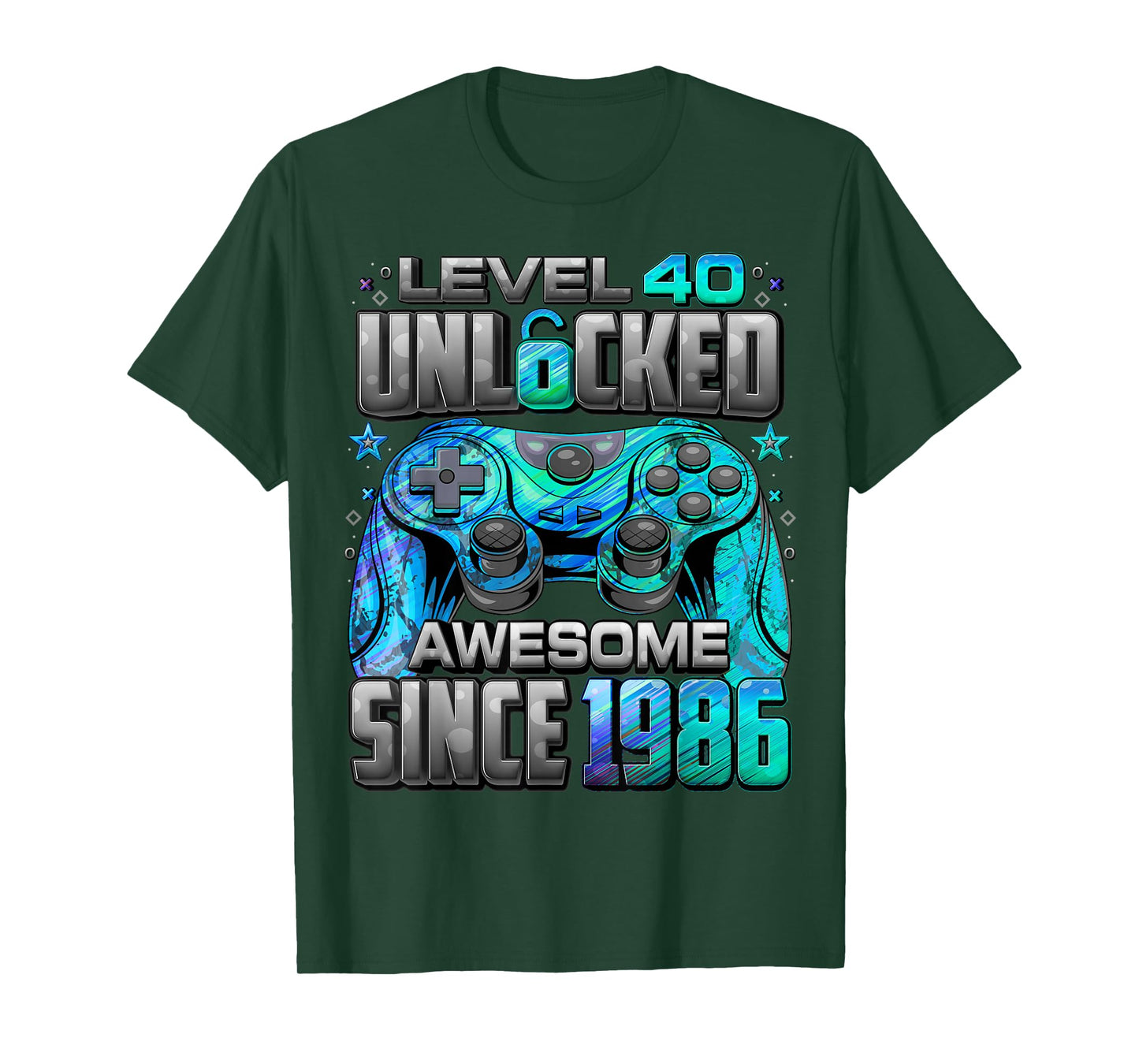 Level 40 Unlocked Awesome Since 1986 40th Birthday Gaming T-Shirt