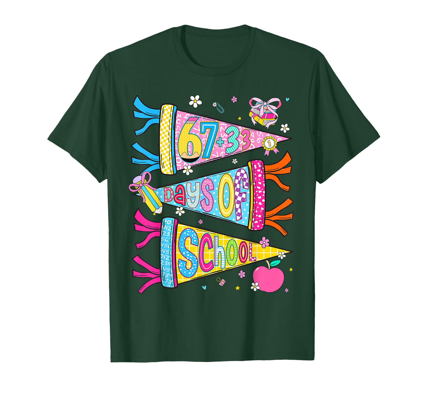 67+33 Days of School Happy 100th of School Kids Boys Girls T-Shirt