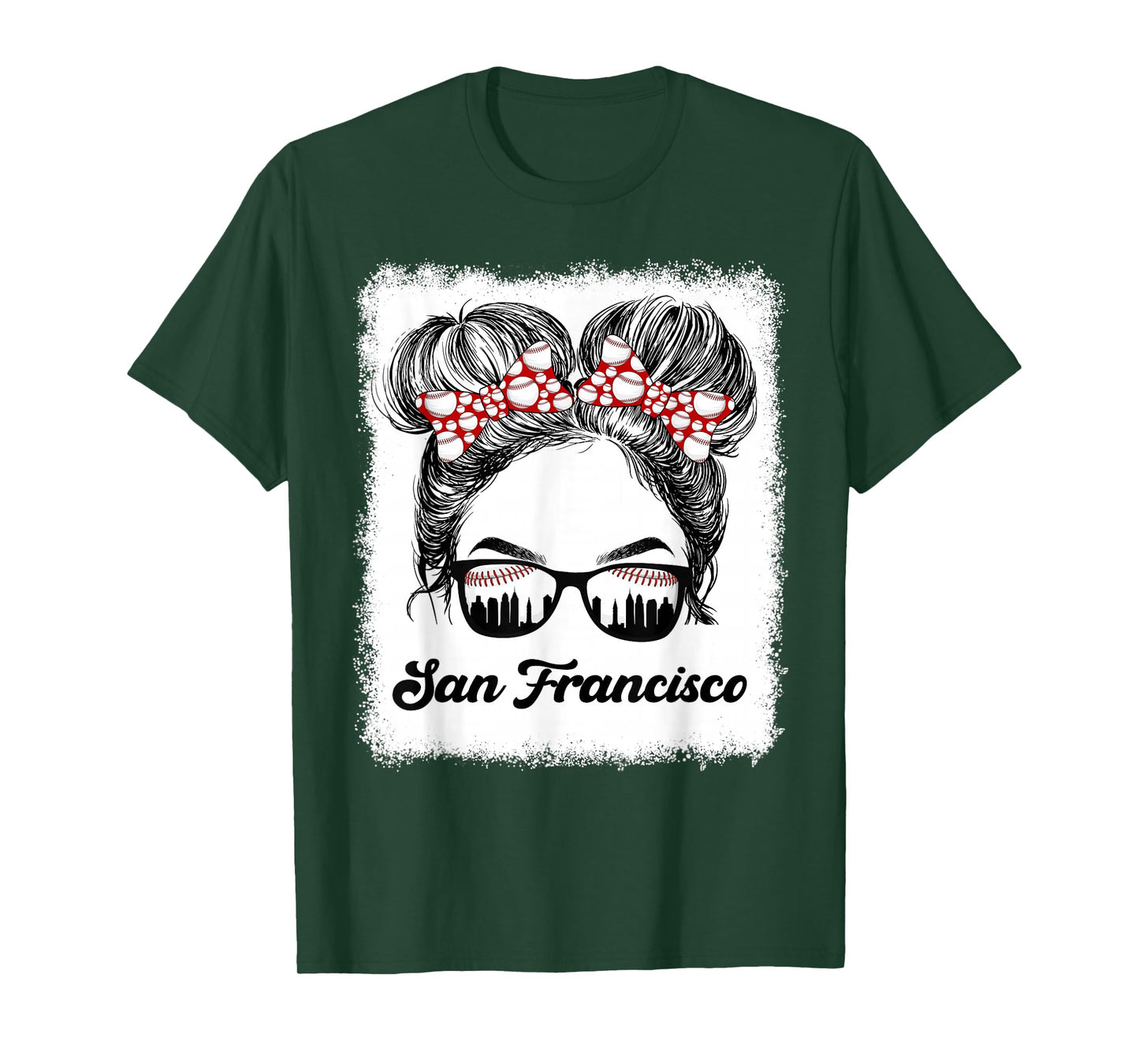 San Francisco Retro Baseball Messy Bun Girl Met At Game Day T-Shirt