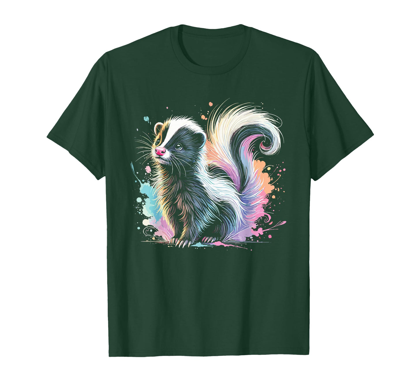 Skunk Artwork Animal Illustration Cute Colorful Skunk T-Shirt