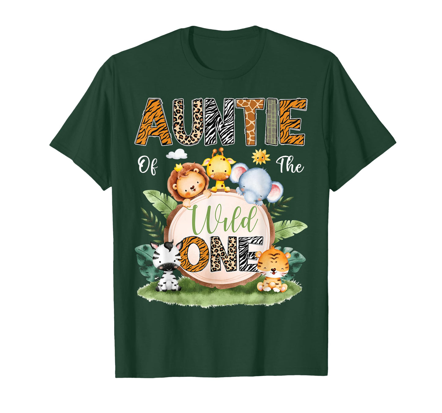 Auntie Of The Wild One 1St Birthday Kids Safari Jungle T-Shirt