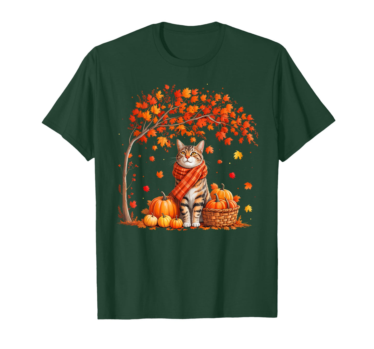 Hello Autumn Cat Fall Leaf Kitten Lover Thanksgiving Women T-Shirt